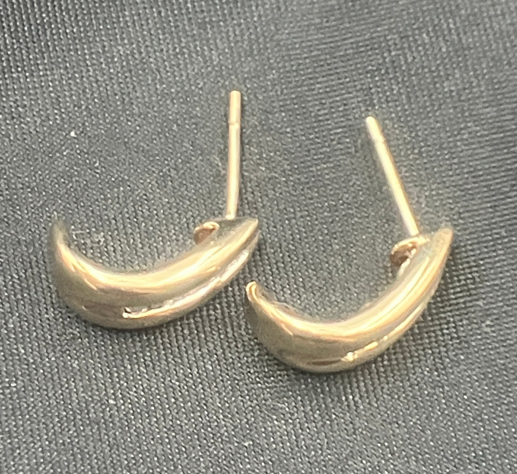 Vintage 9ct Gold Brilliant Cut Diamond Channel Set Half Hoop Earrings 375
