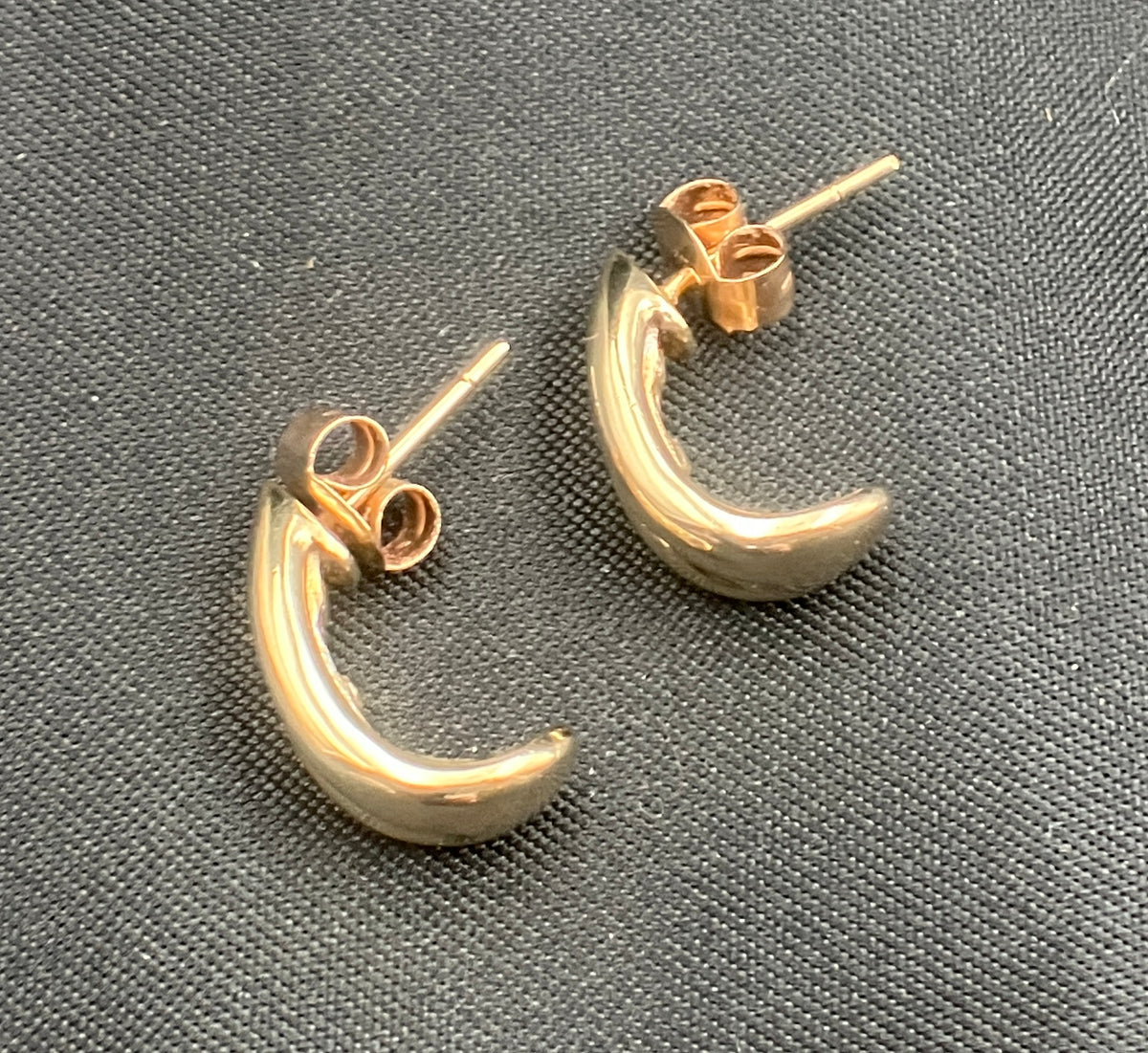Vintage 9ct Gold Brilliant Cut Diamond Channel Set Half Hoop Earrings 375