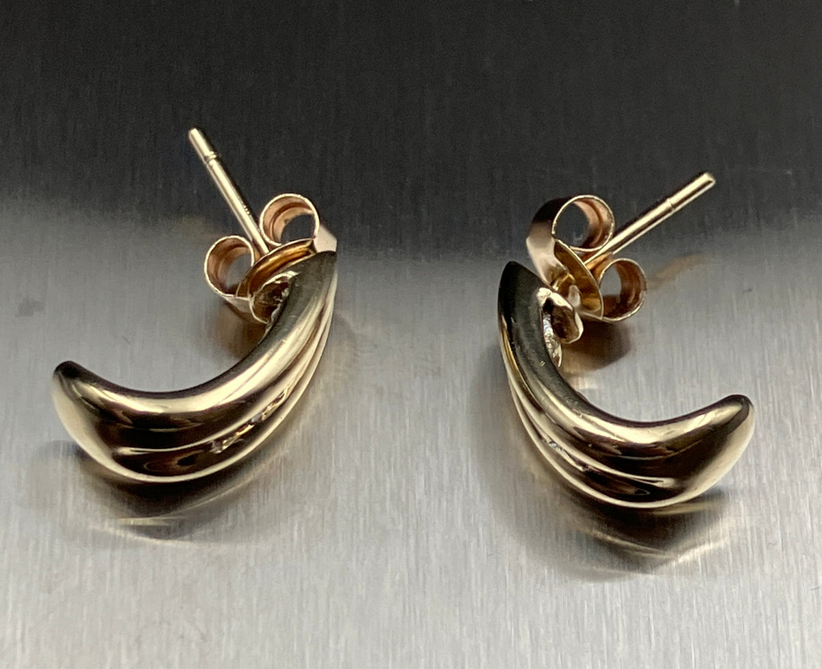Vintage 9ct Gold Brilliant Cut Diamond Channel Set Half Hoop Earrings 375