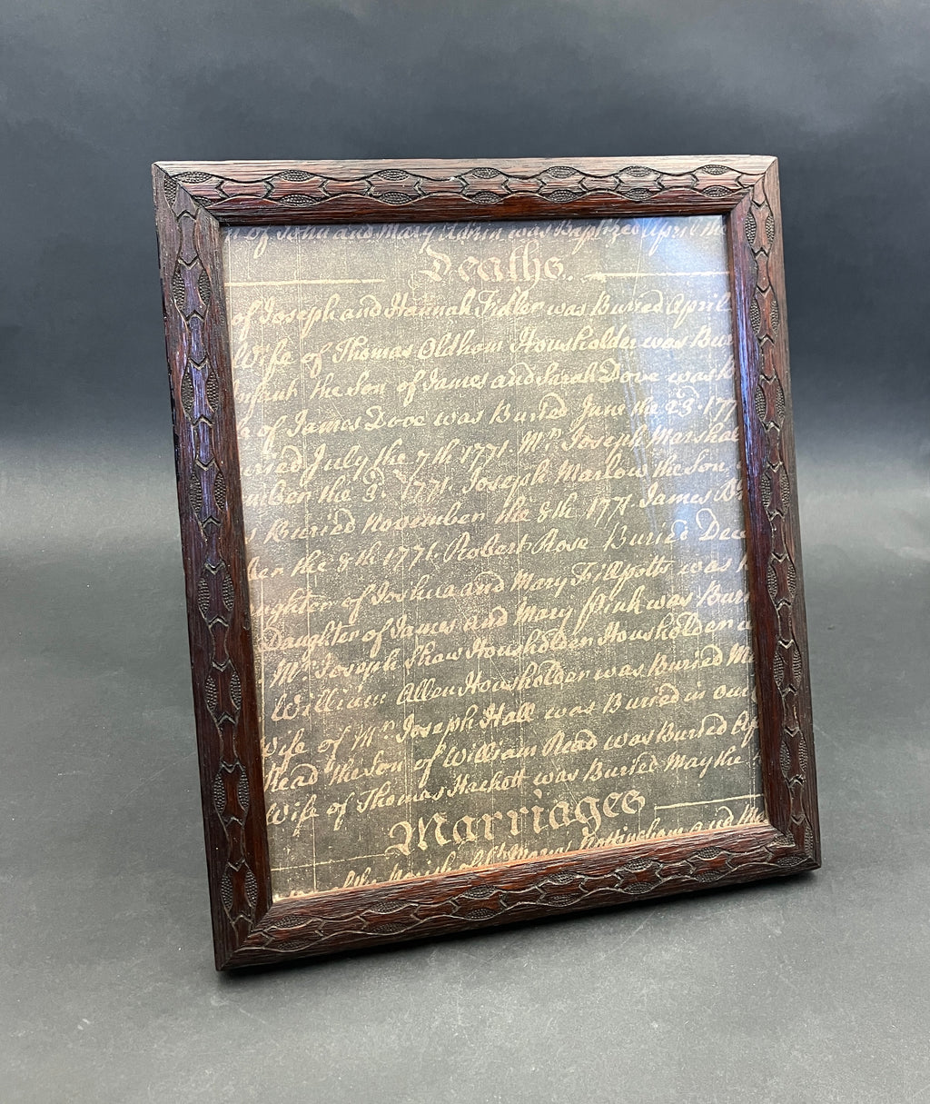 Antique Wooden Photo Frame Wood Carved 23.5cm X 28cm Rustic Vintage