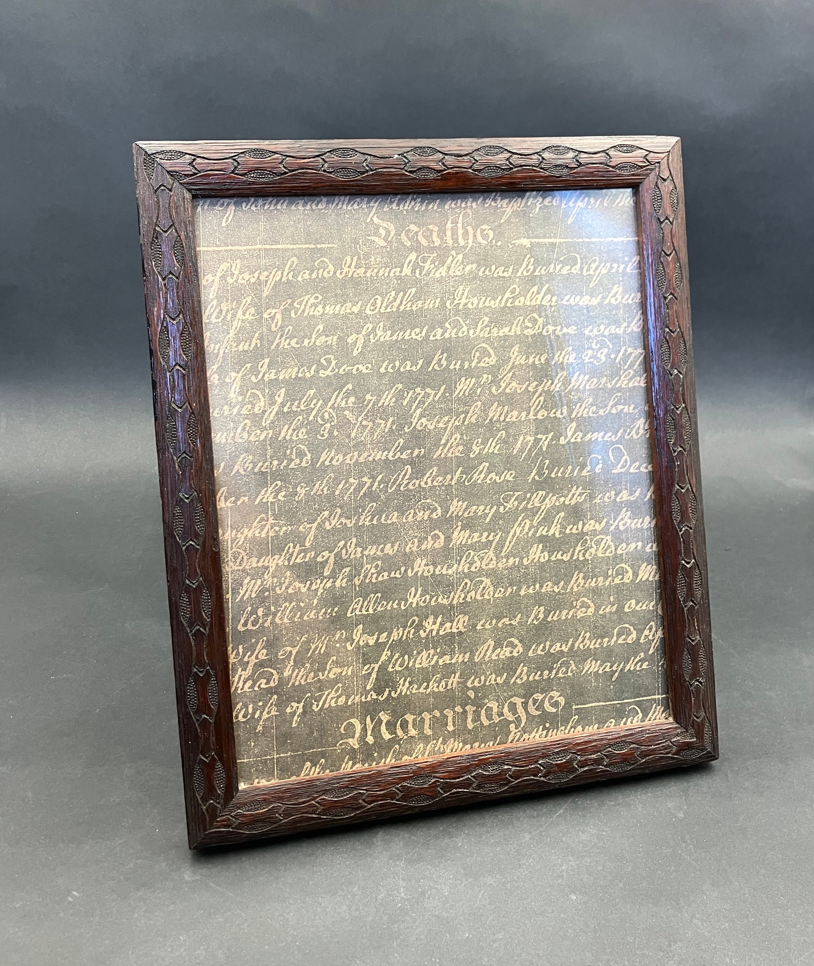 Antique Wooden Photo Frame Wood Carved 23.5cm X 28cm Rustic Vintage