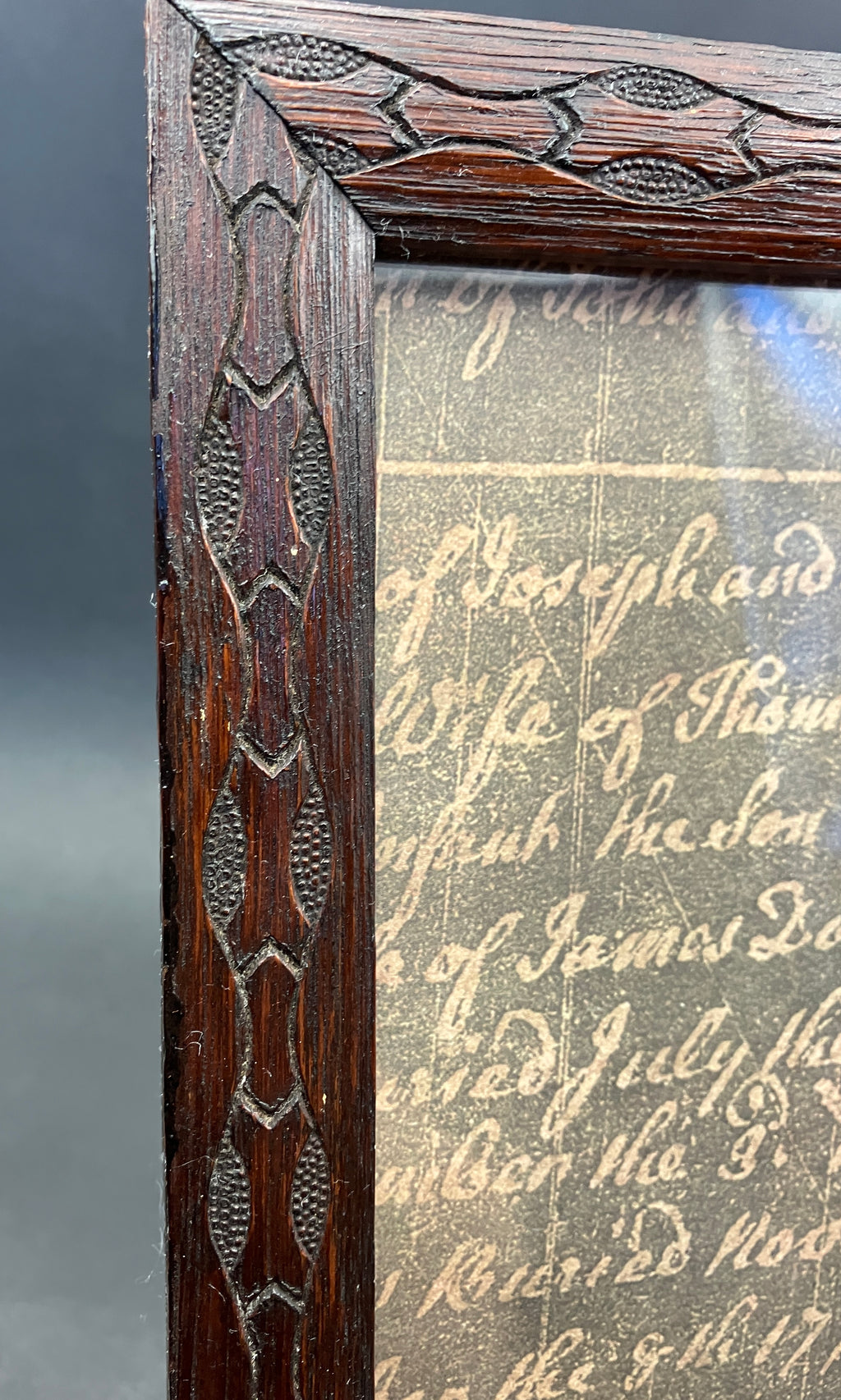 Antique Wooden Photo Frame Wood Carved 23.5cm X 28cm Rustic Vintage