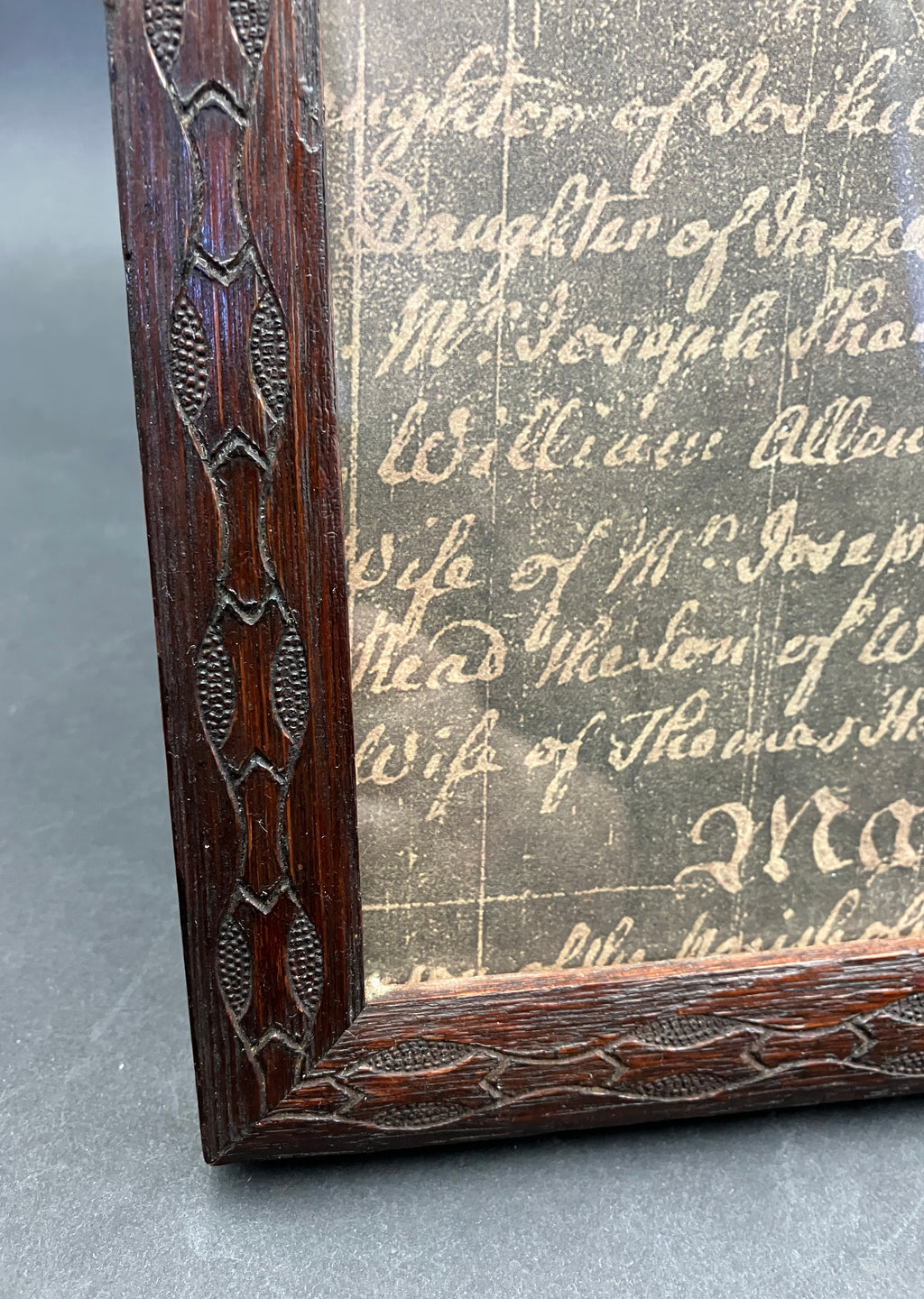 Antique Wooden Photo Frame Wood Carved 23.5cm X 28cm Rustic Vintage