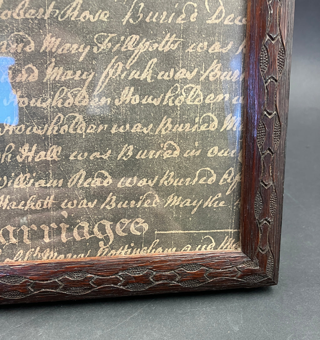 Antique Wooden Photo Frame Wood Carved 23.5cm X 28cm Rustic Vintage