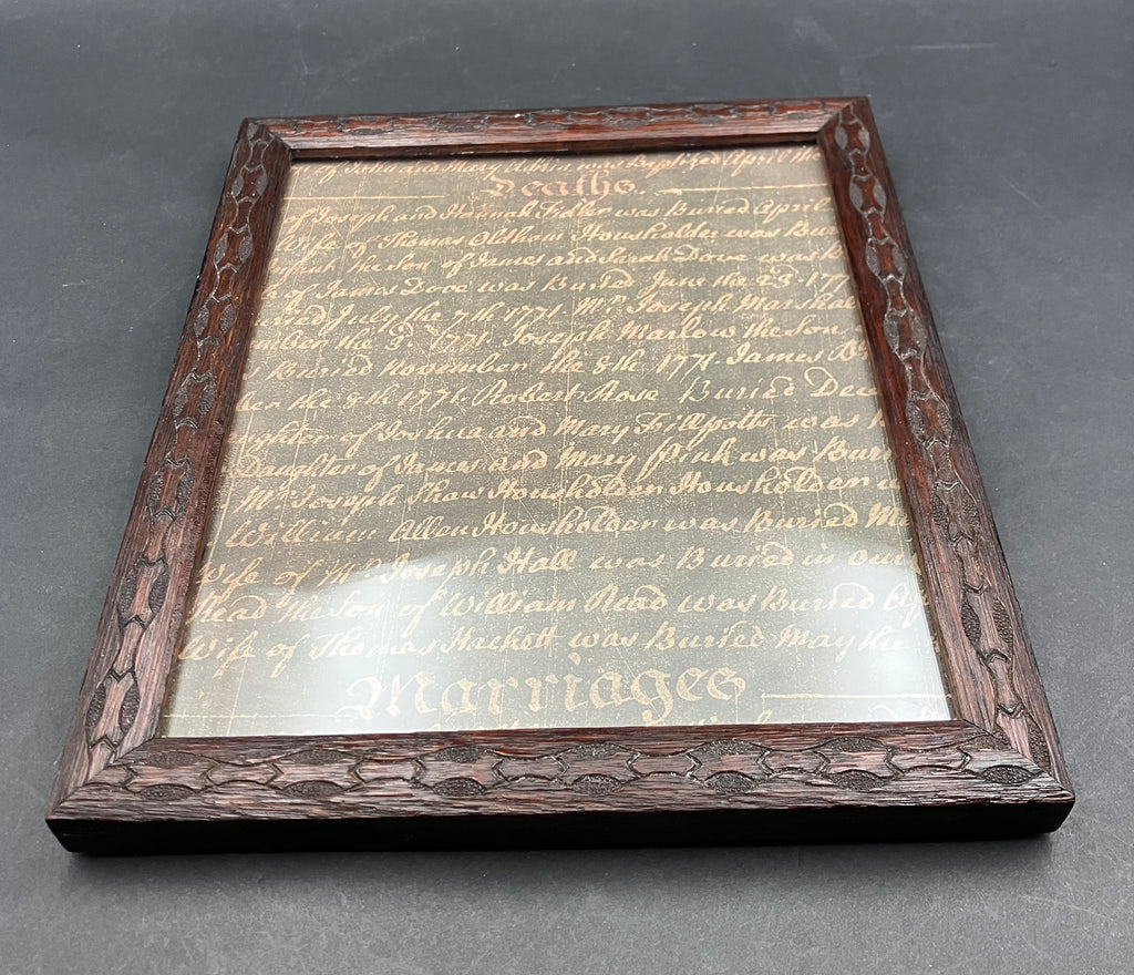 Antique Wooden Photo Frame Wood Carved 23.5cm X 28cm Rustic Vintage