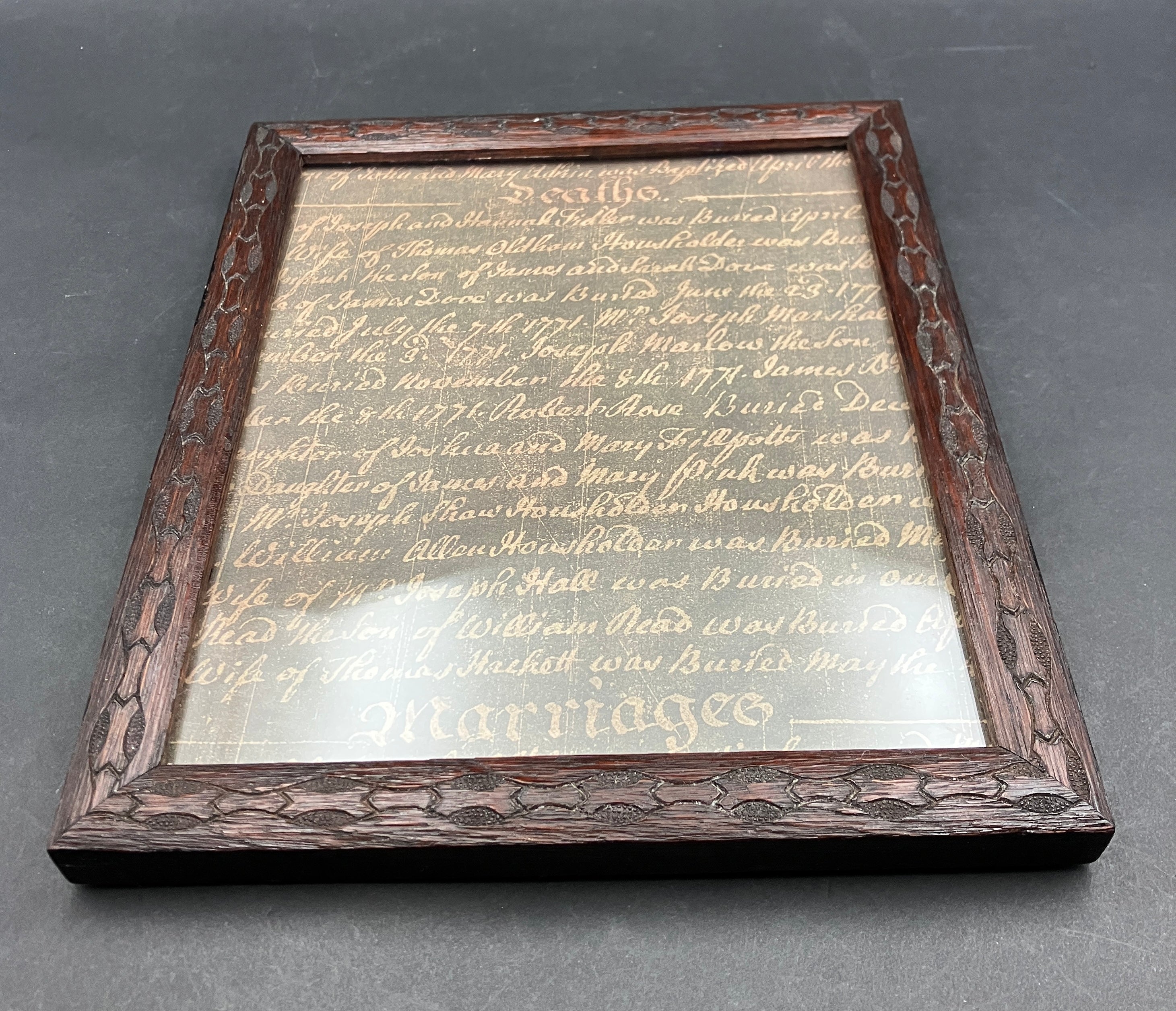 Antique Wooden Photo Frame Wood Carved 23.5cm X 28cm Rustic Vintage
