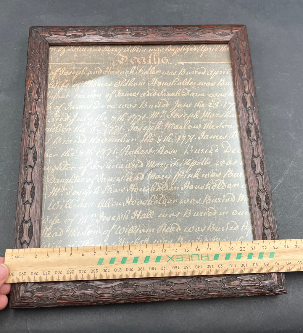 Antique Wooden Photo Frame Wood Carved 23.5cm X 28cm Rustic Vintage