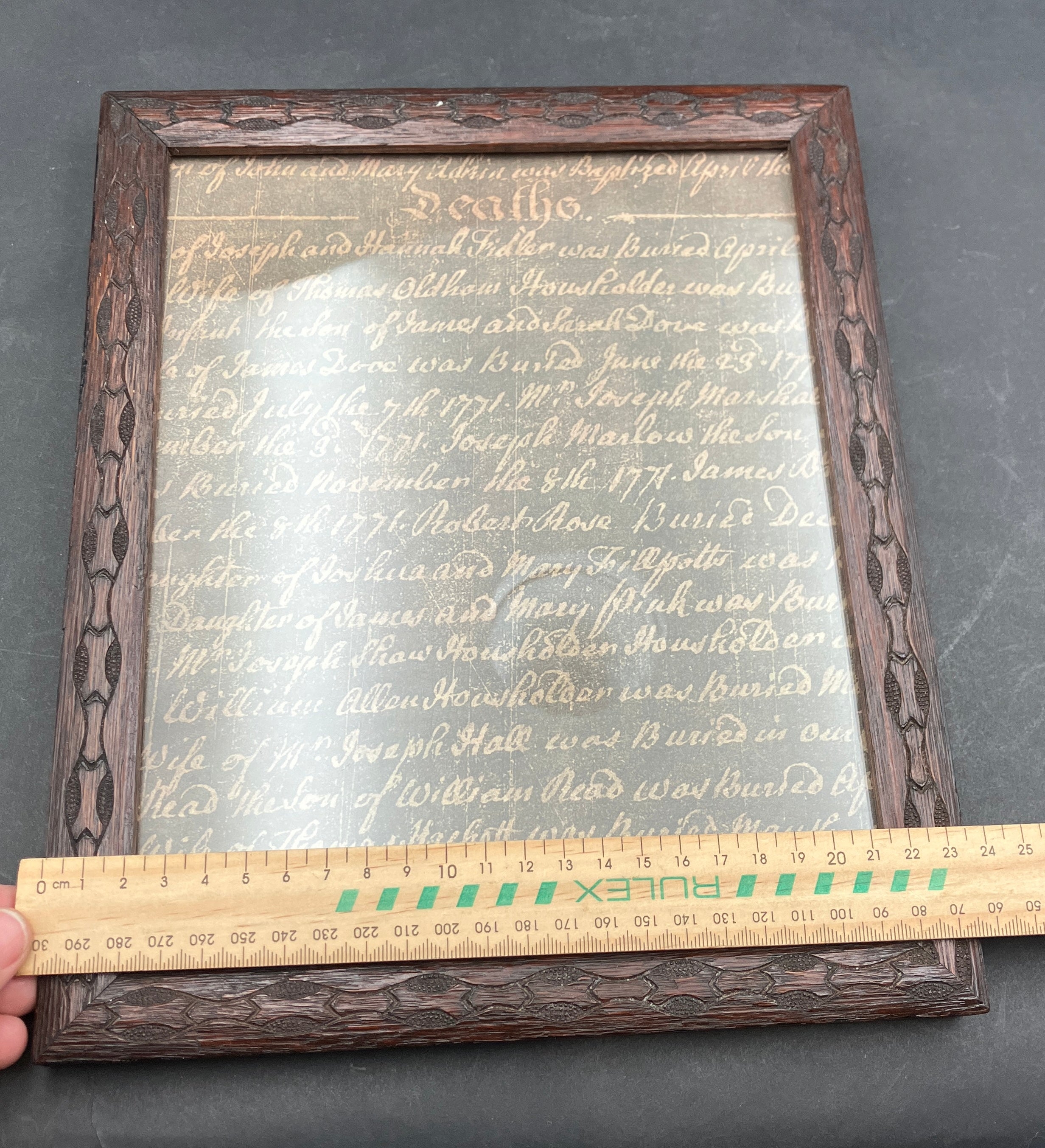 Antique Wooden Photo Frame Wood Carved 23.5cm X 28cm Rustic Vintage