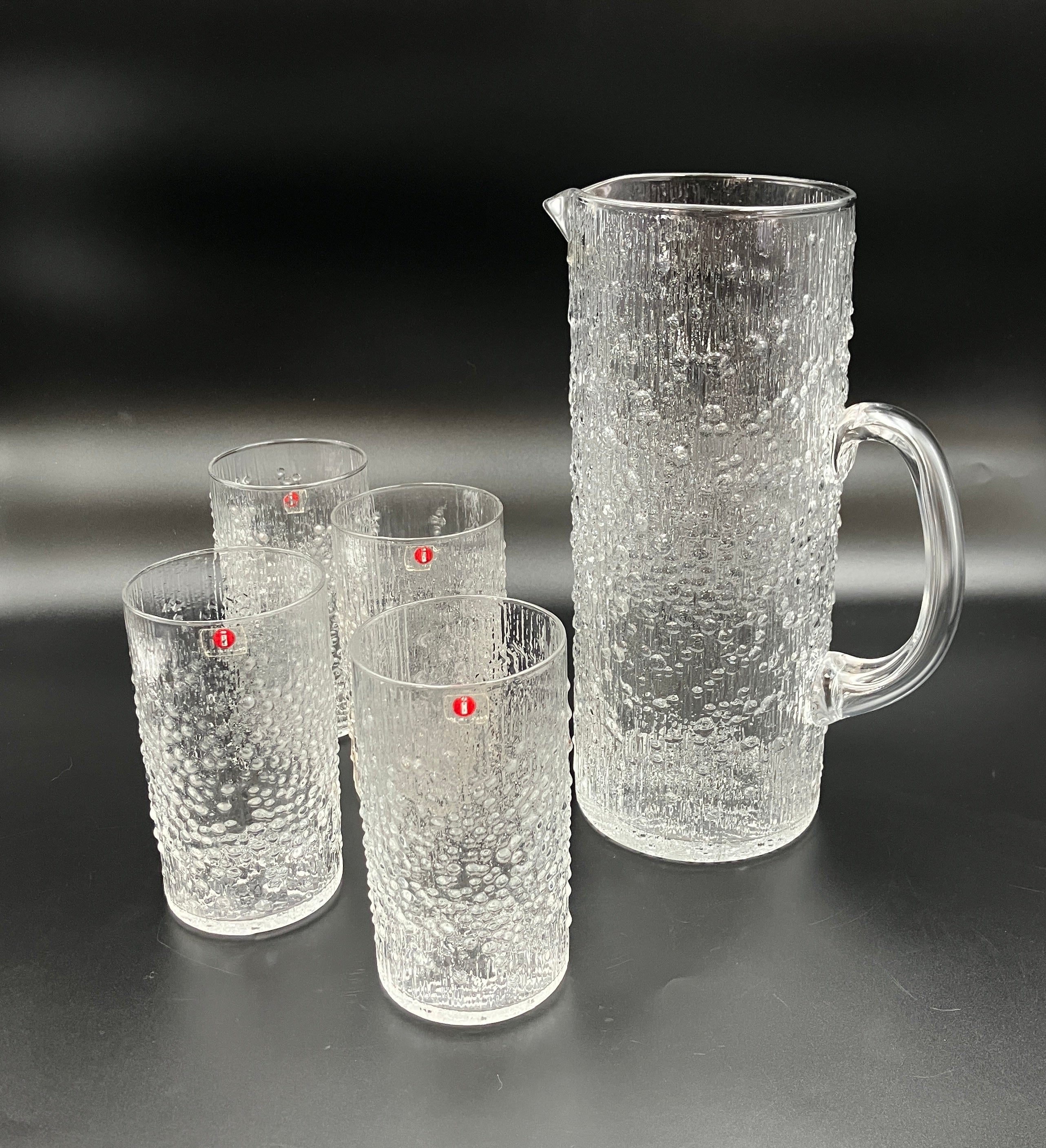 Share Iittala Hopla Glasses X4 & Pitcher Set by Tapio Wirkkala Made In Finland 1970s