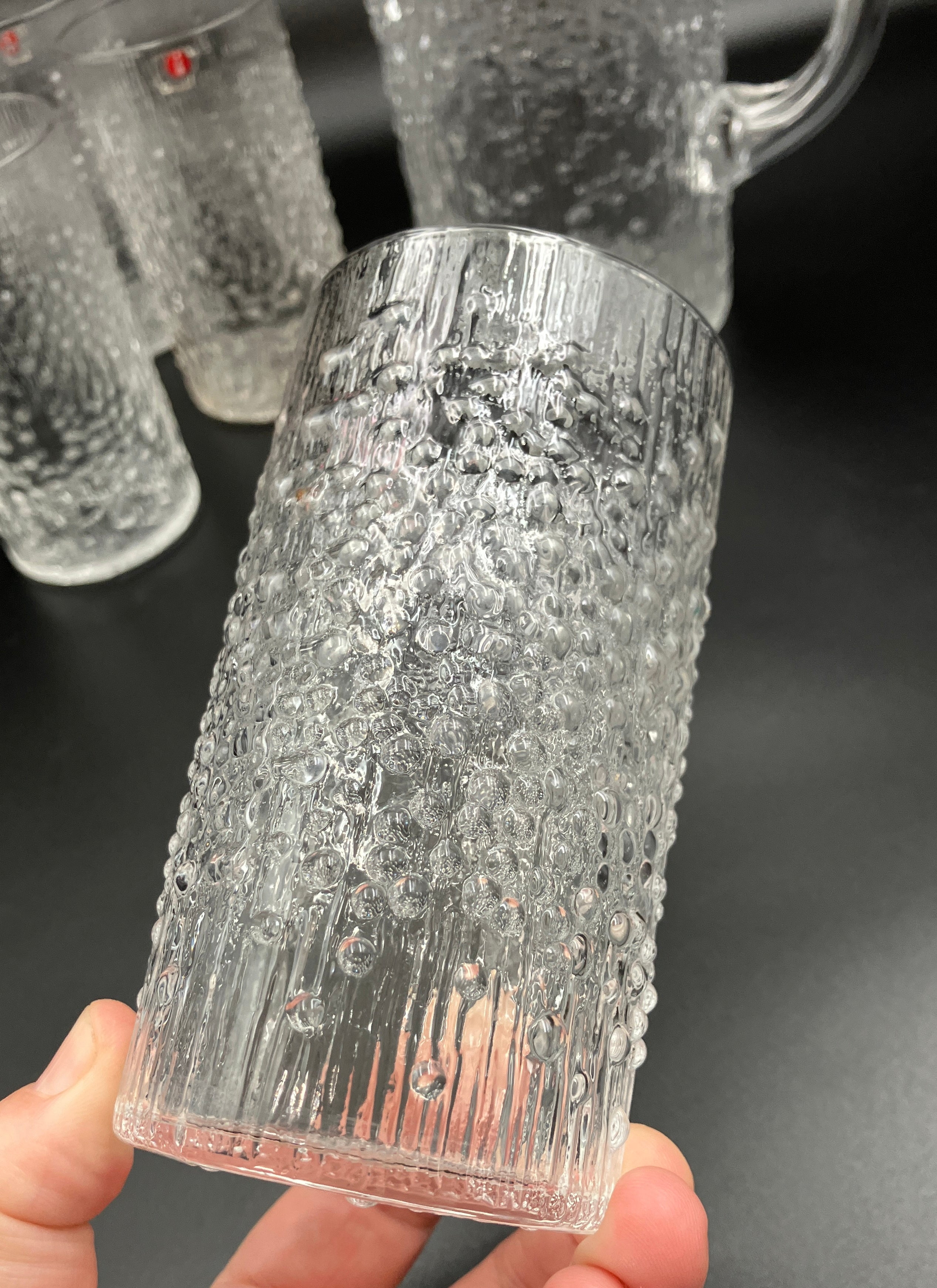 Share Iittala Hopla Glasses X4 & Pitcher Set by Tapio Wirkkala Made In Finland 1970s