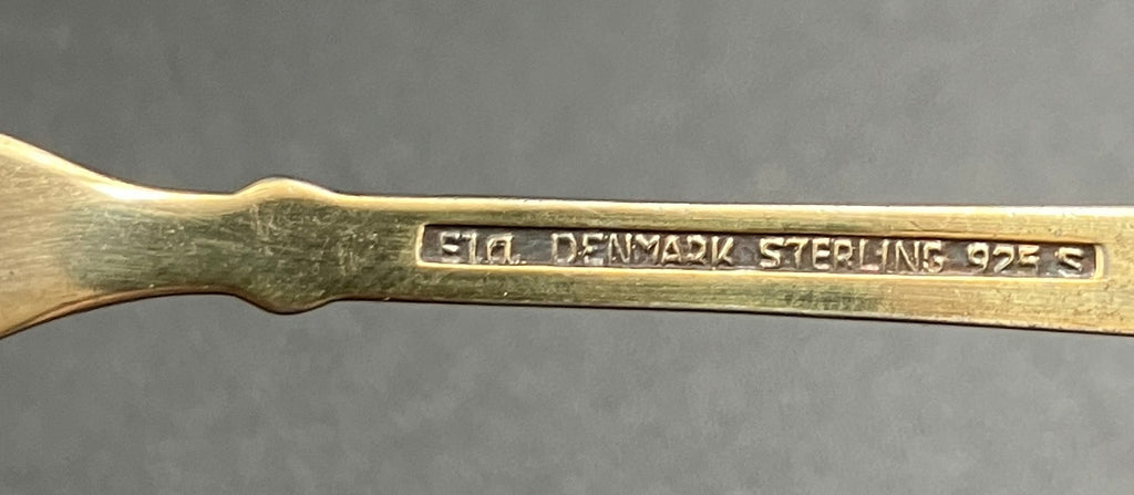 Vintage Denmark Sterling Silver ELA Enamel Gold Gilt Guilloche forks Set Of 6