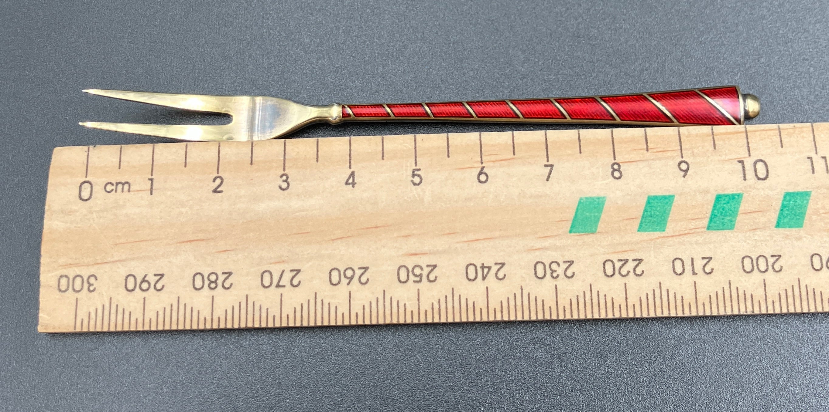 Vintage Denmark Sterling Silver ELA Enamel Gold Gilt Guilloche forks Set Of 6