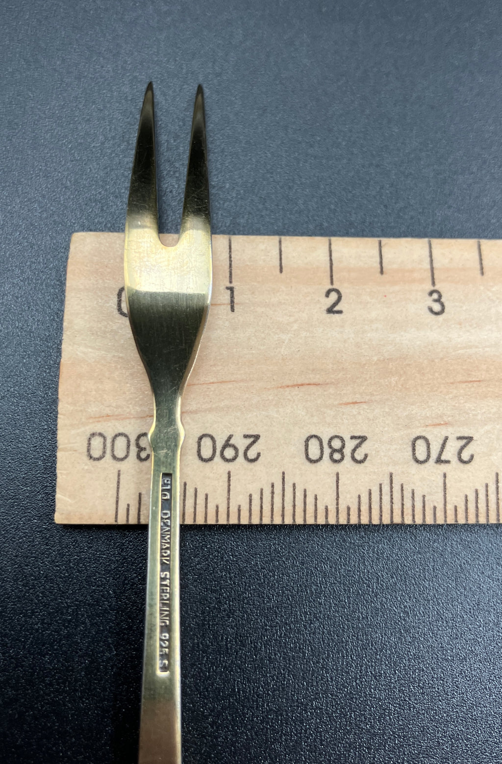 Vintage Denmark Sterling Silver ELA Enamel Gold Gilt Guilloche forks Set Of 6