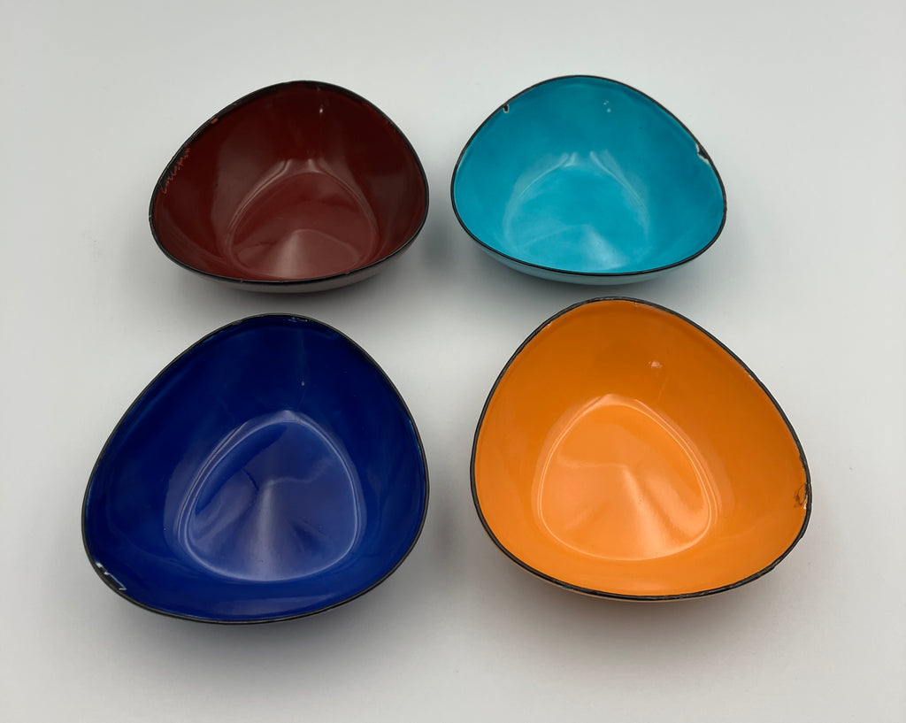 Mid Century Enamel Arne Erker Kockums Sweden Bowls Set Of 4 - 9.5cm Wide