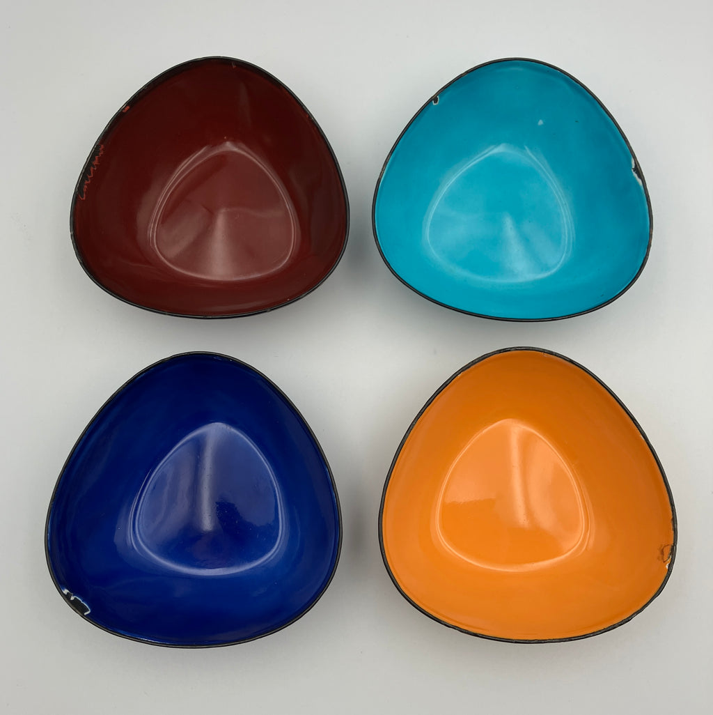 Mid Century Enamel Arne Erker Kockums Sweden Bowls Set Of 4 - 9.5cm Wide