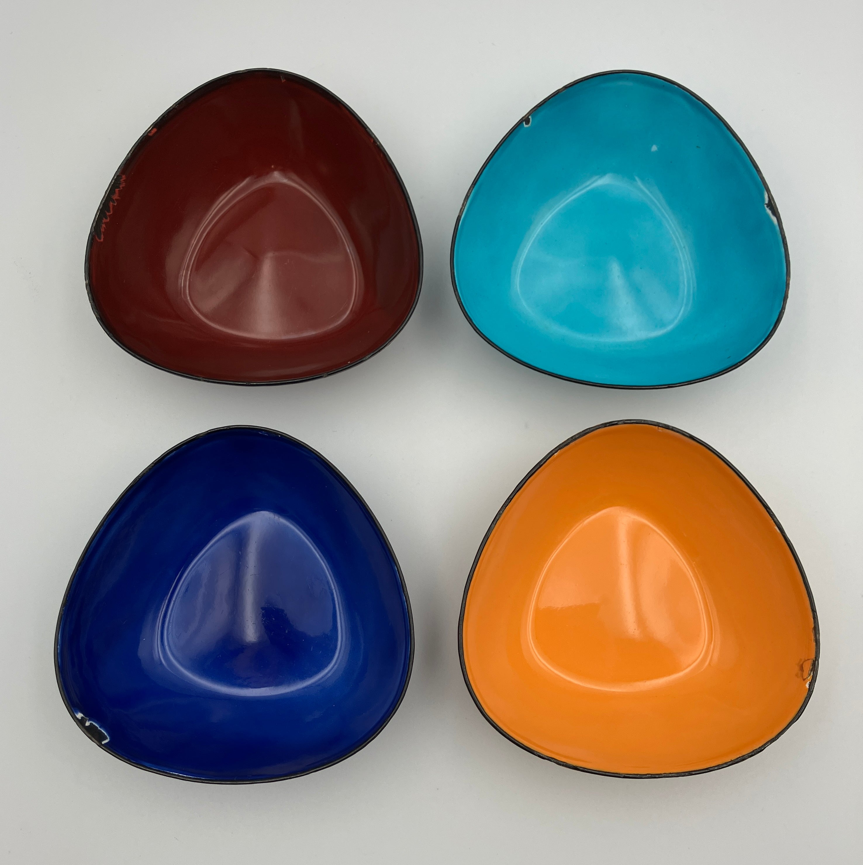Mid Century Enamel Arne Erker Kockums Sweden Bowls Set Of 4 - 9.5cm Wide