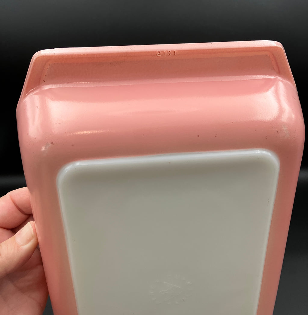 Vintage Pyrex Pink Daisy, Rectangle, Space saver design casserole dish, w/ lid