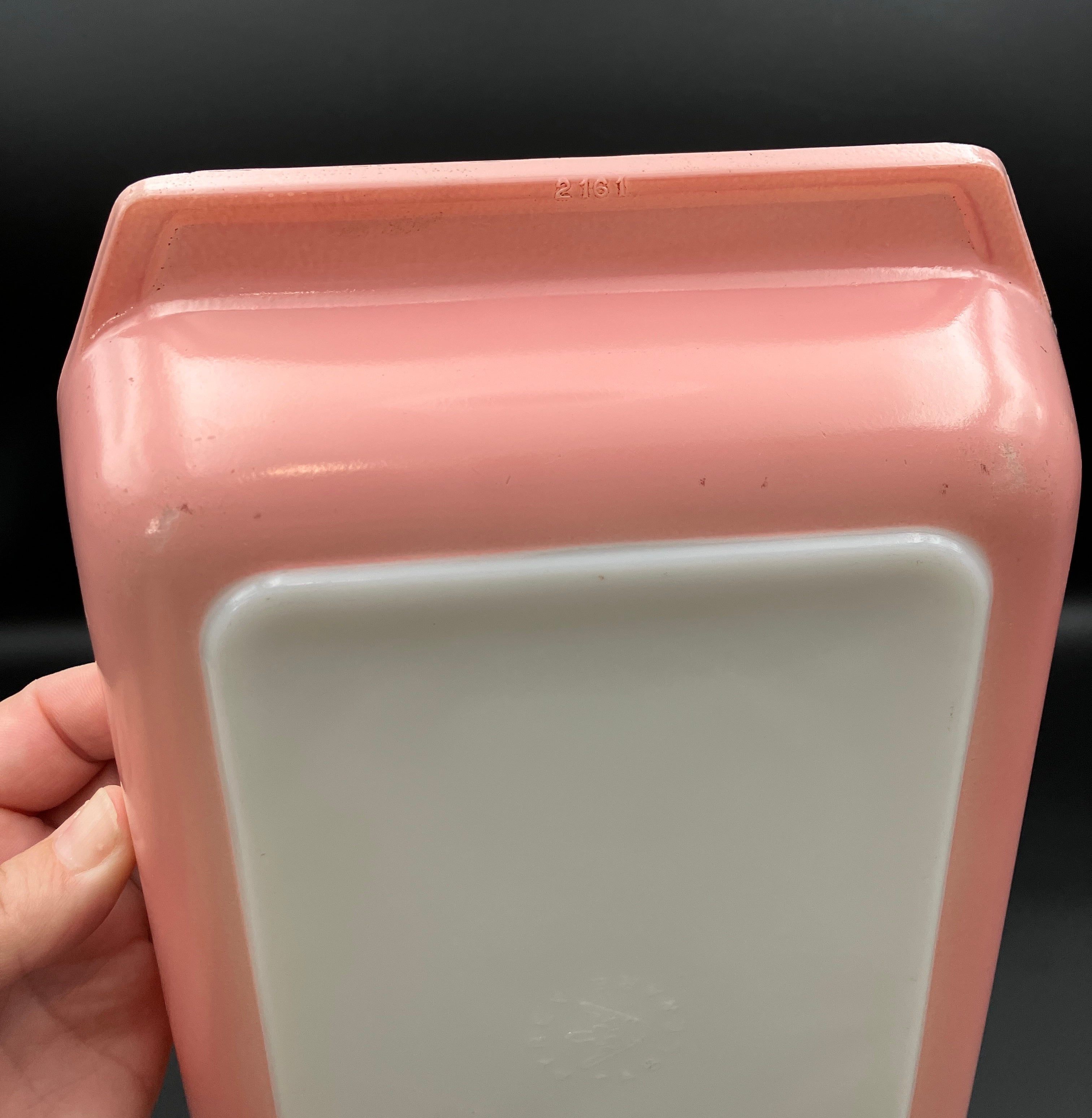 Vintage Pyrex Pink Daisy, Rectangle, Space saver design casserole dish, w/ lid