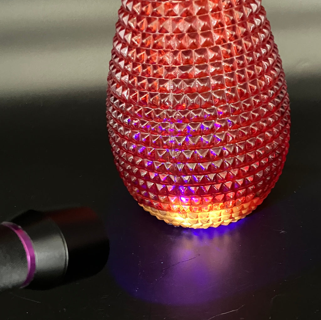 Vintage Orange Amberina Genie Bottle Diamond Cut - No Lid - 38cm Height