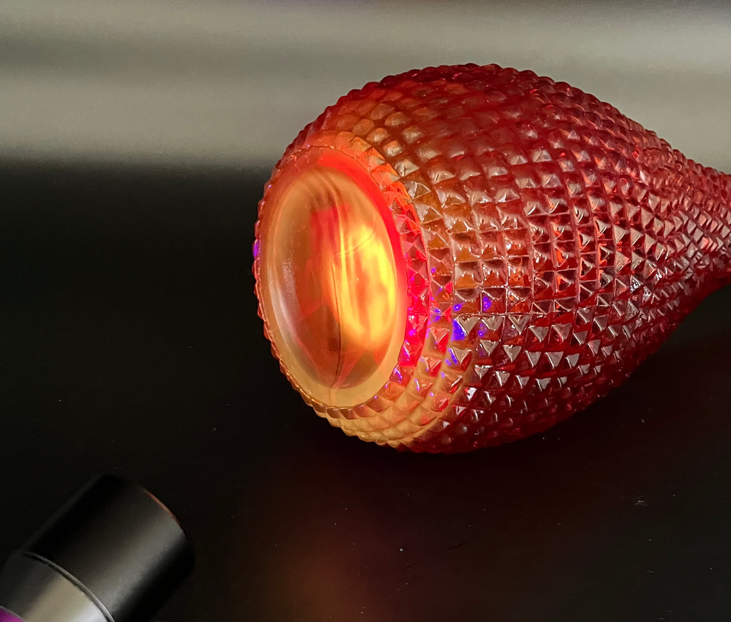 Vintage Orange Amberina Genie Bottle Diamond Cut - No Lid - 38cm Height