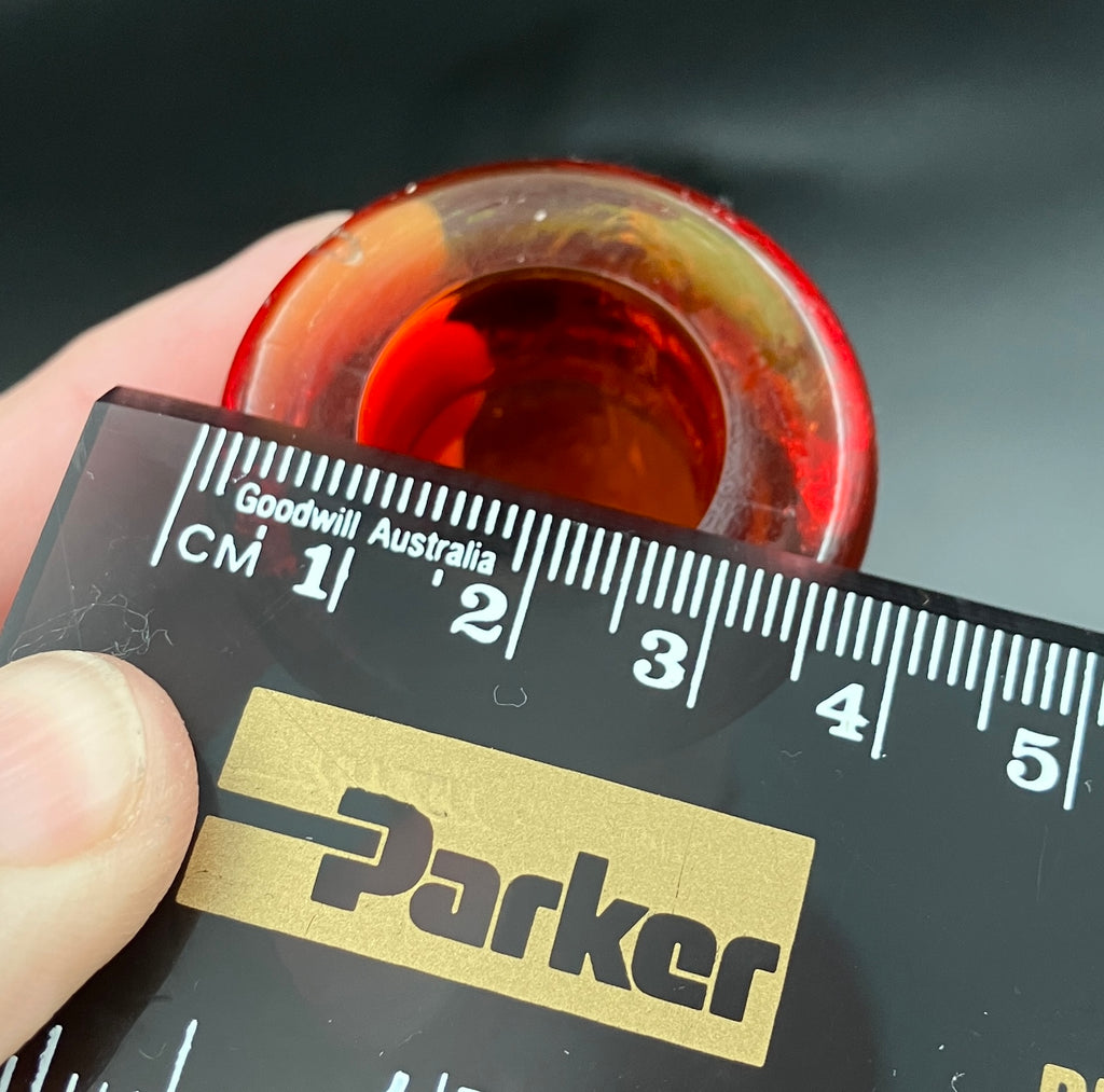 Vintage Orange Amberina Genie Bottle Diamond Cut - No Lid - 38cm Height