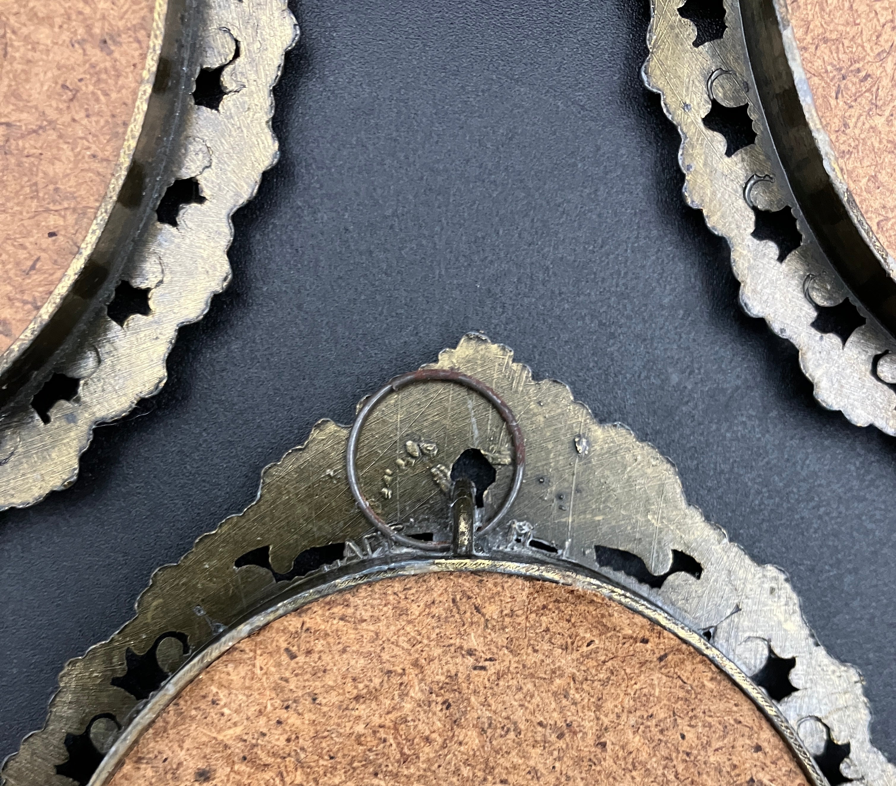 Vintage Brass Italian Frames Oval Lot of 3 With Silks For 12cm X 9cm