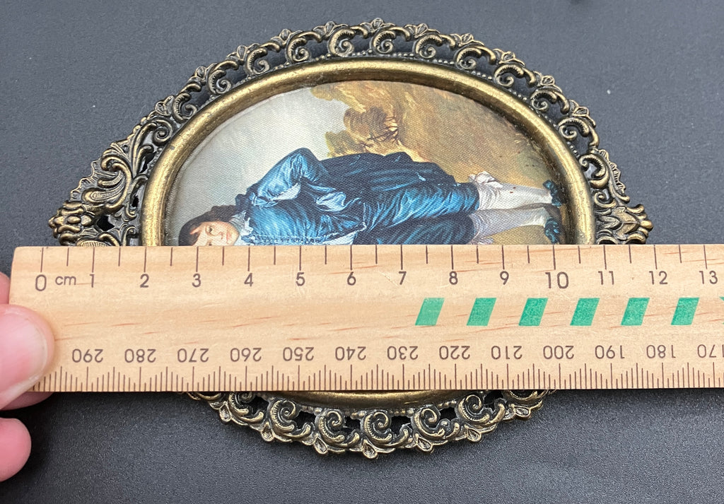 Vintage Brass Italian Frames Oval Lot of 3 With Silks For 12cm X 9cm
