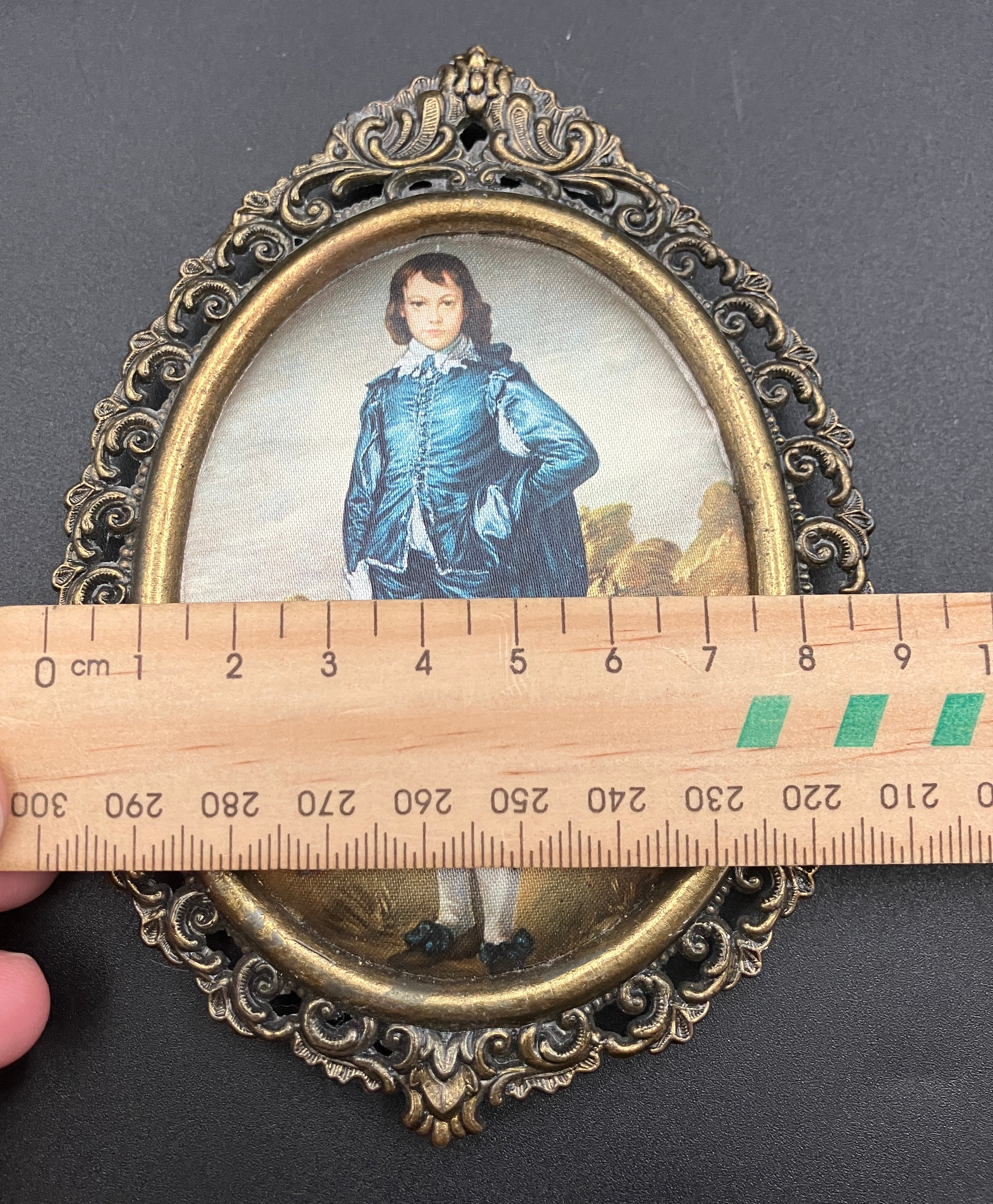 Vintage Brass Italian Frames Oval Lot of 3 With Silks For 12cm X 9cm