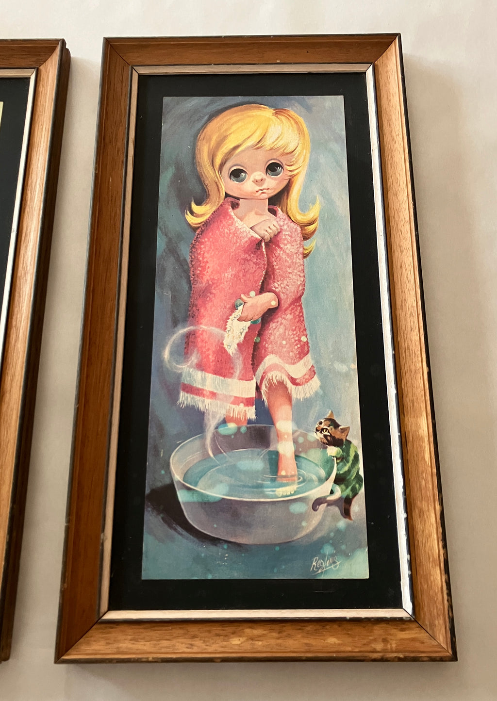 Mid Century 1960's Big Eyes Girl Prints By D. Golding & Reg Lewis 25cm X 48cm