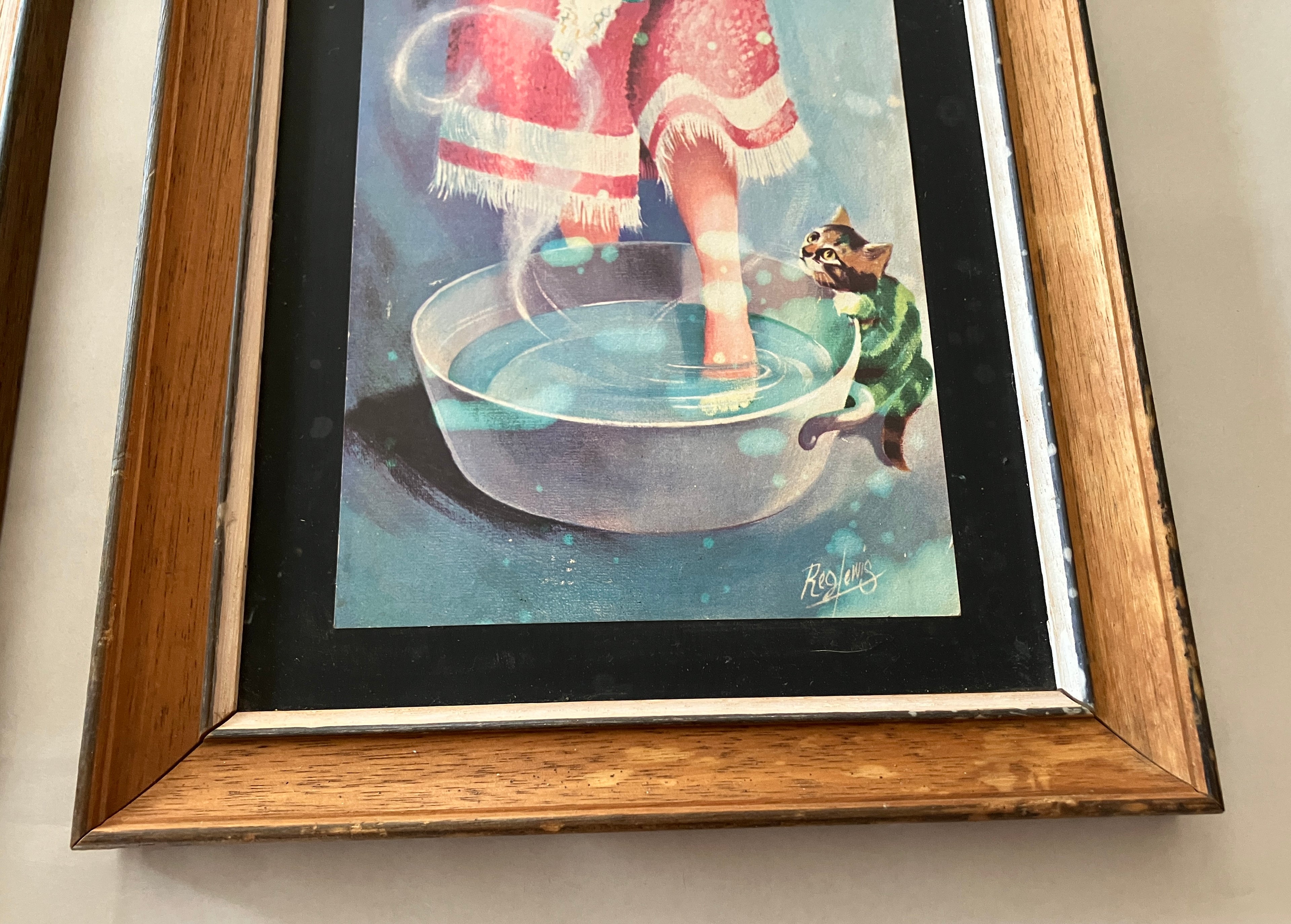 Mid Century 1960's Big Eyes Girl Prints By D. Golding & Reg Lewis 25cm X 48cm