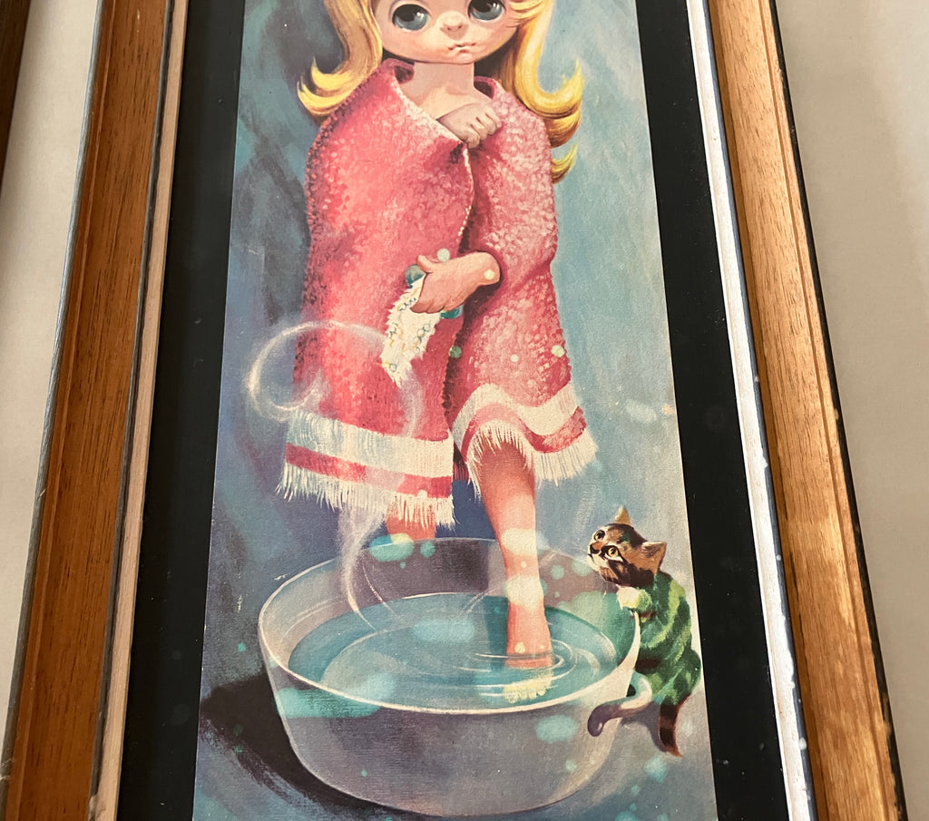 Mid Century 1960's Big Eyes Girl Prints By D. Golding & Reg Lewis 25cm X 48cm