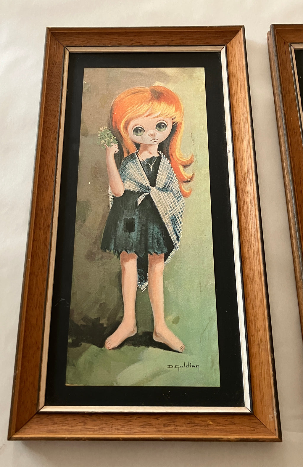 Mid Century 1960's Big Eyes Girl Prints By D. Golding & Reg Lewis 25cm X 48cm