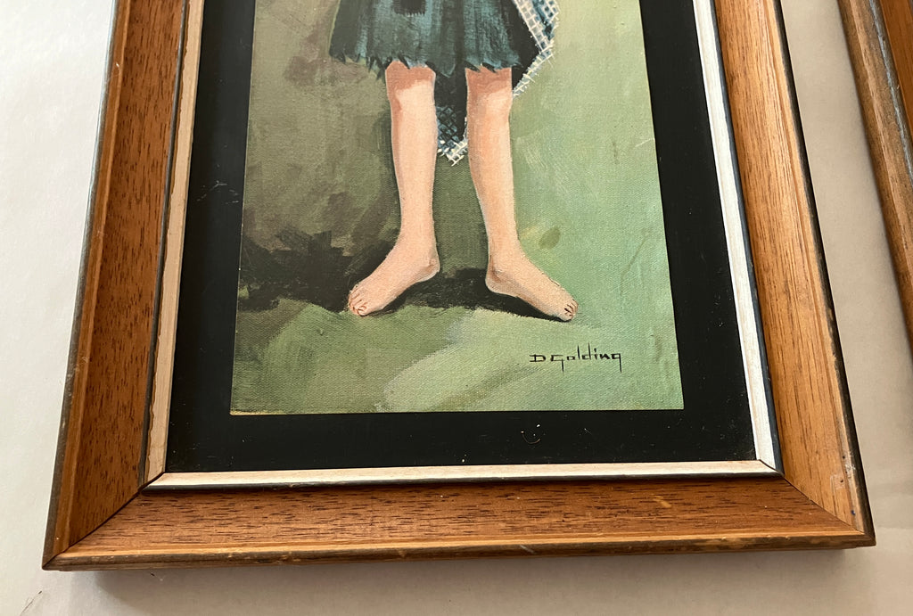 Mid Century 1960's Big Eyes Girl Prints By D. Golding & Reg Lewis 25cm X 48cm