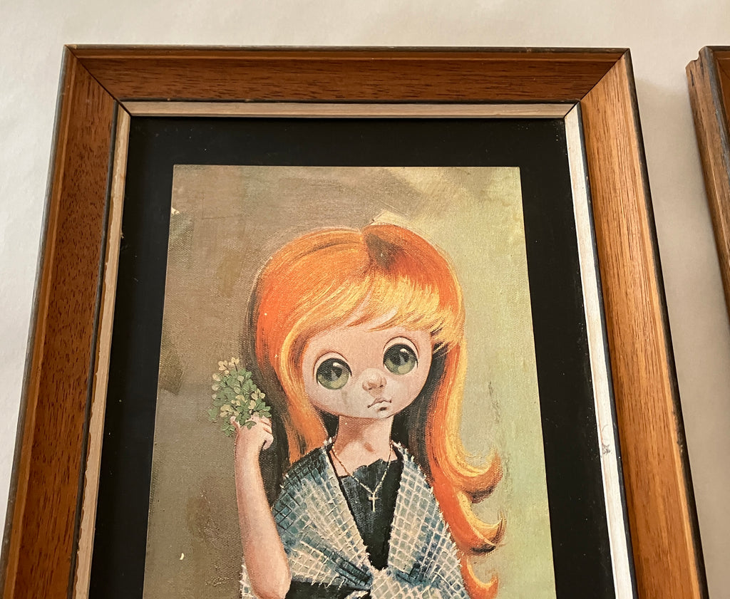Mid Century 1960's Big Eyes Girl Prints By D. Golding & Reg Lewis 25cm X 48cm