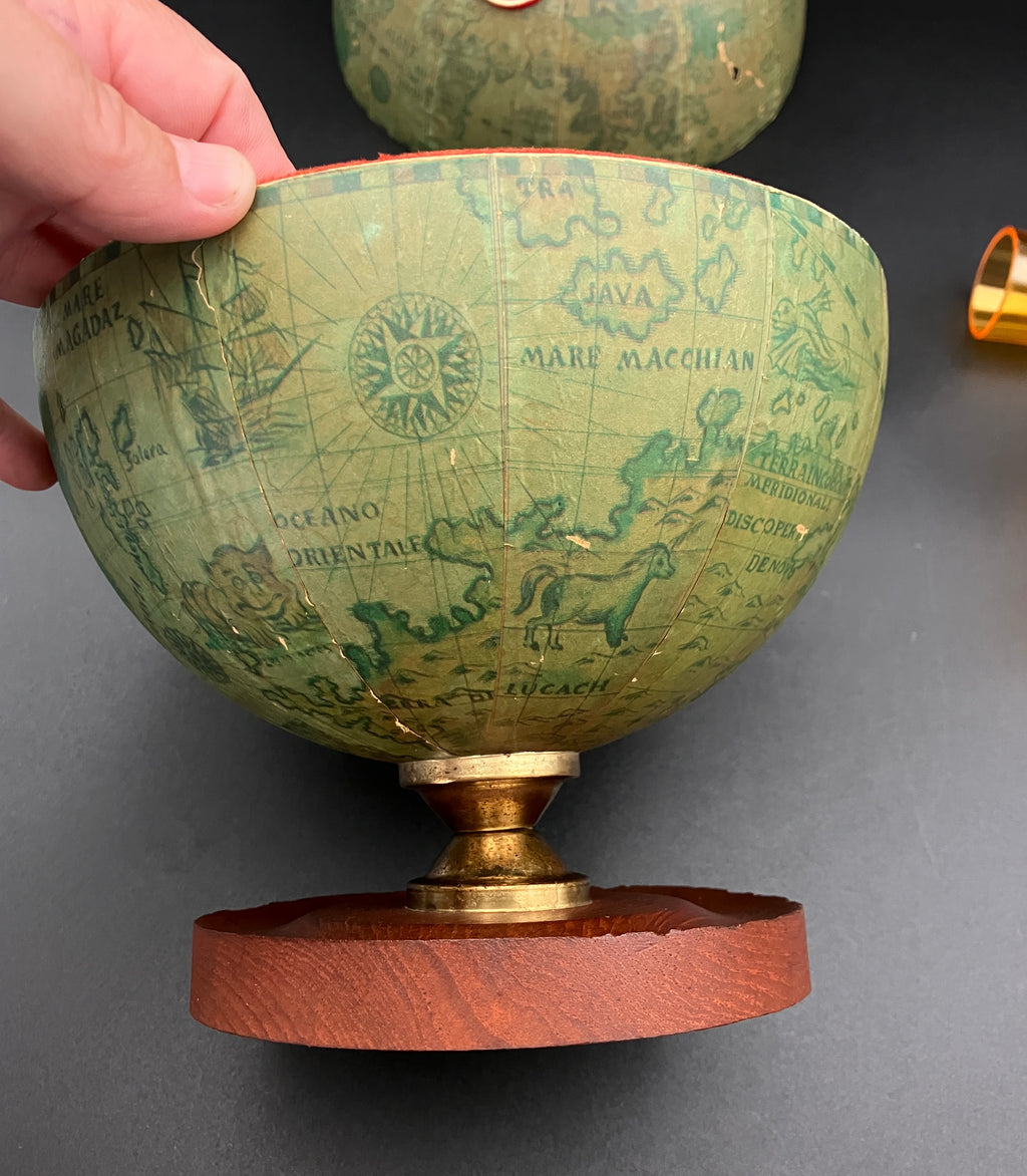 Vintage Globe Secret Decanter Set - Golden Crown ~ Made In Hong Kong