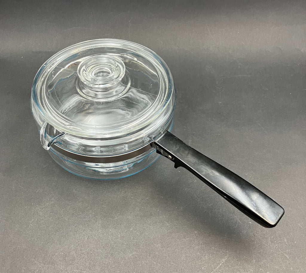Vintage Pyrex Saucepan 1.5 Qt 6213-B Clear Glass Stovetop Pot with Lid USA