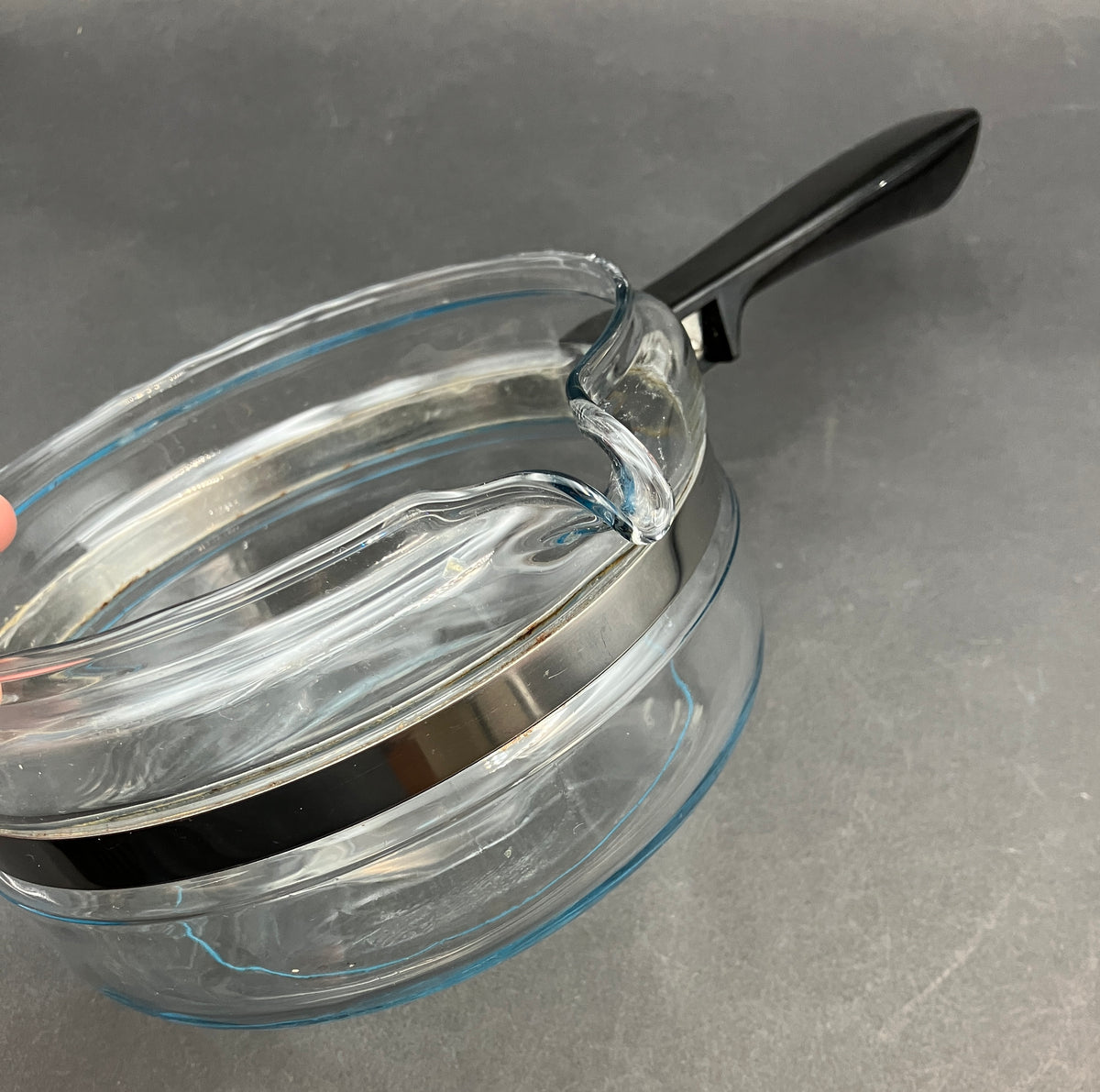 Vintage Pyrex Saucepan 1.5 Qt 6213-B Clear Glass Stovetop Pot with Lid USA