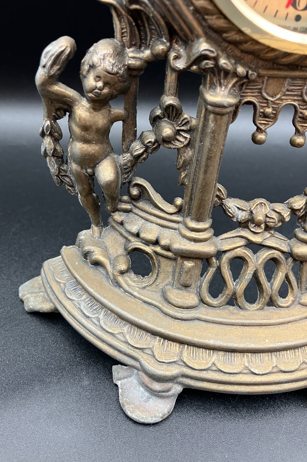 Vintage Brass Italian Clock Buvol Mantel Clock With Cupids - See Video Working