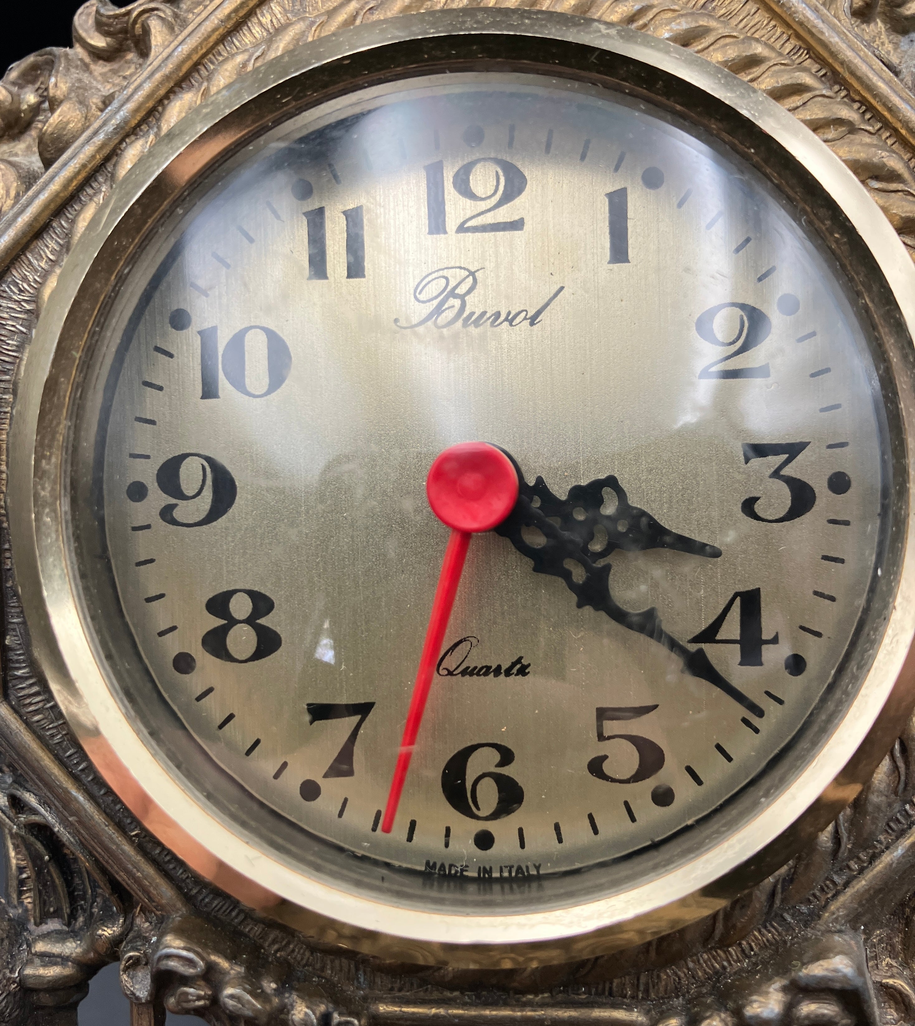 Vintage Brass Italian Clock Buvol Mantel Clock With Cupids - See Video Working