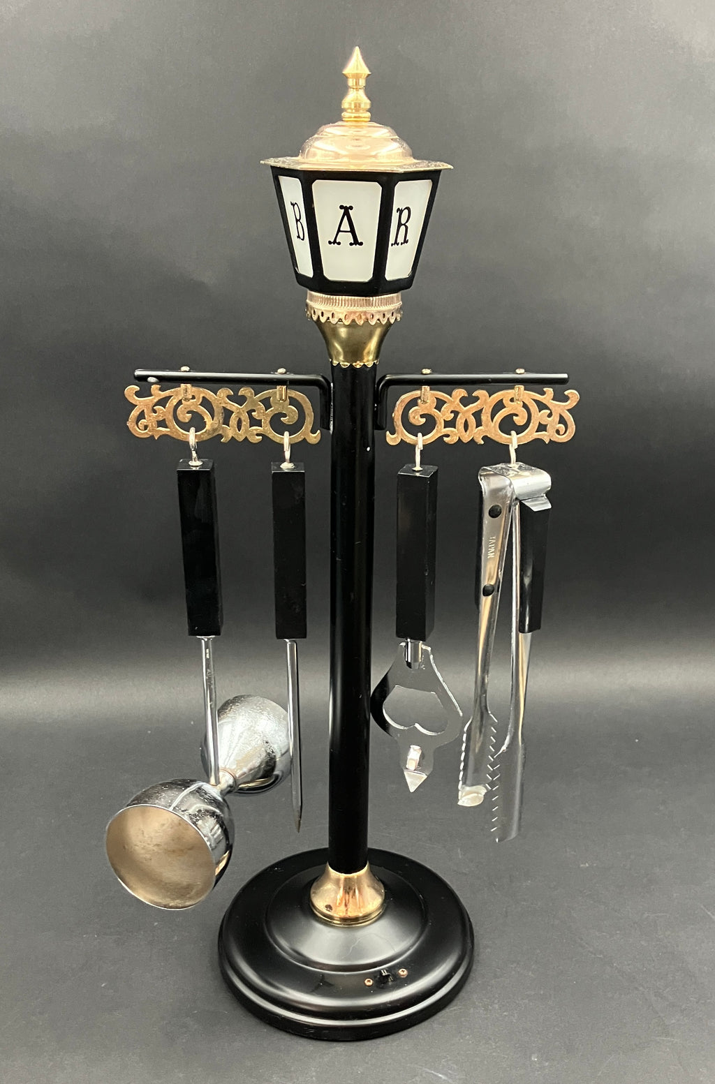 Vintage Bar Light Pole Stand With Bar Utensils - See Video Light Works - Japan