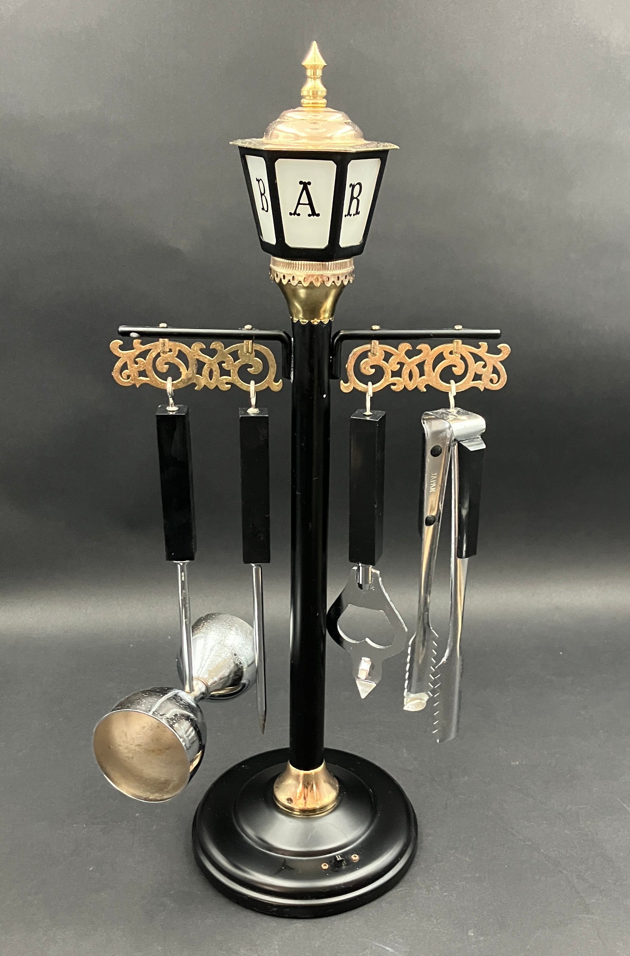 Vintage Bar Light Pole Stand With Bar Utensils - See Video Light Works - Japan