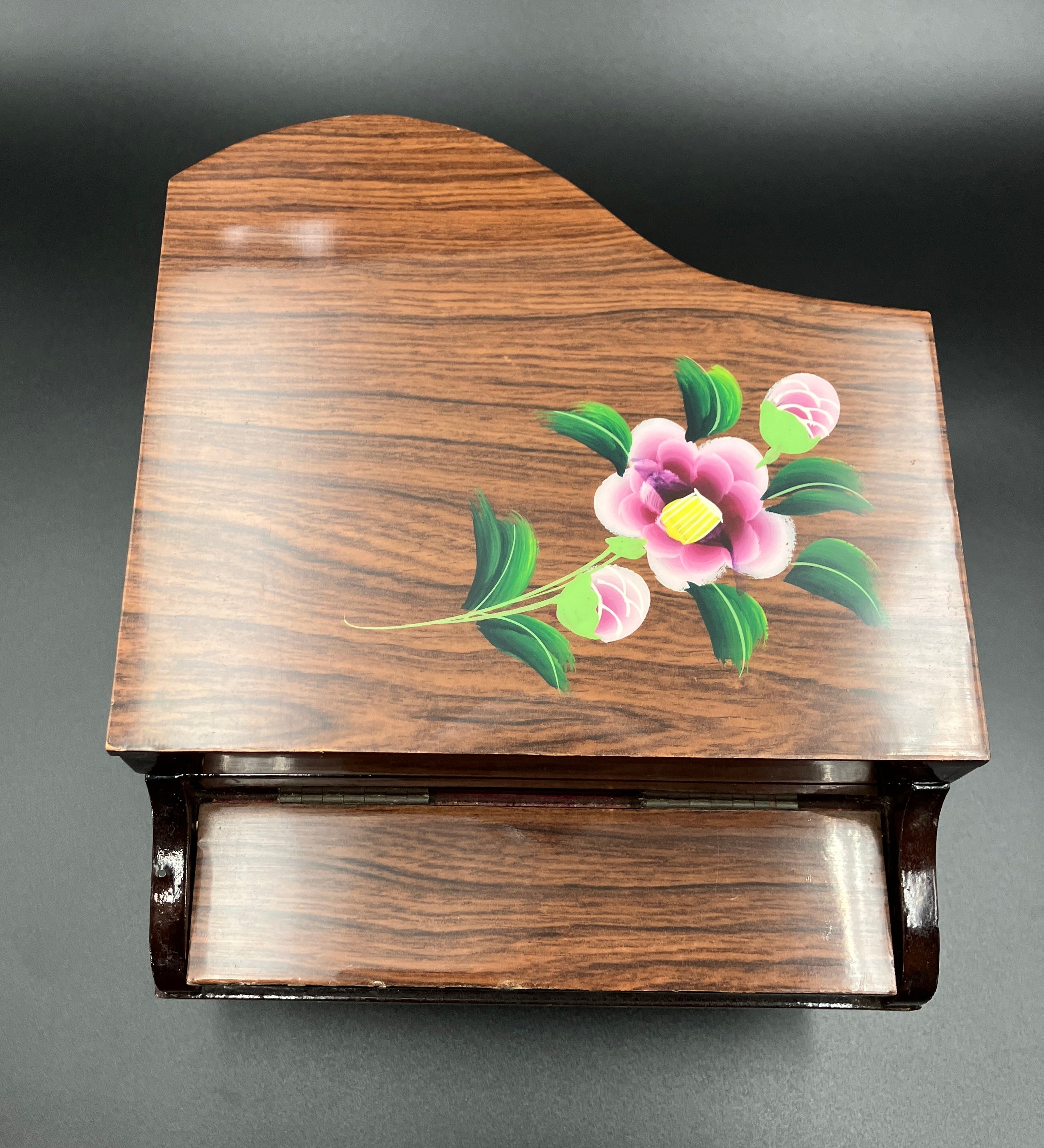 Vintage Grand Piano Jewellery Box Musical - Made In Japan - See Video