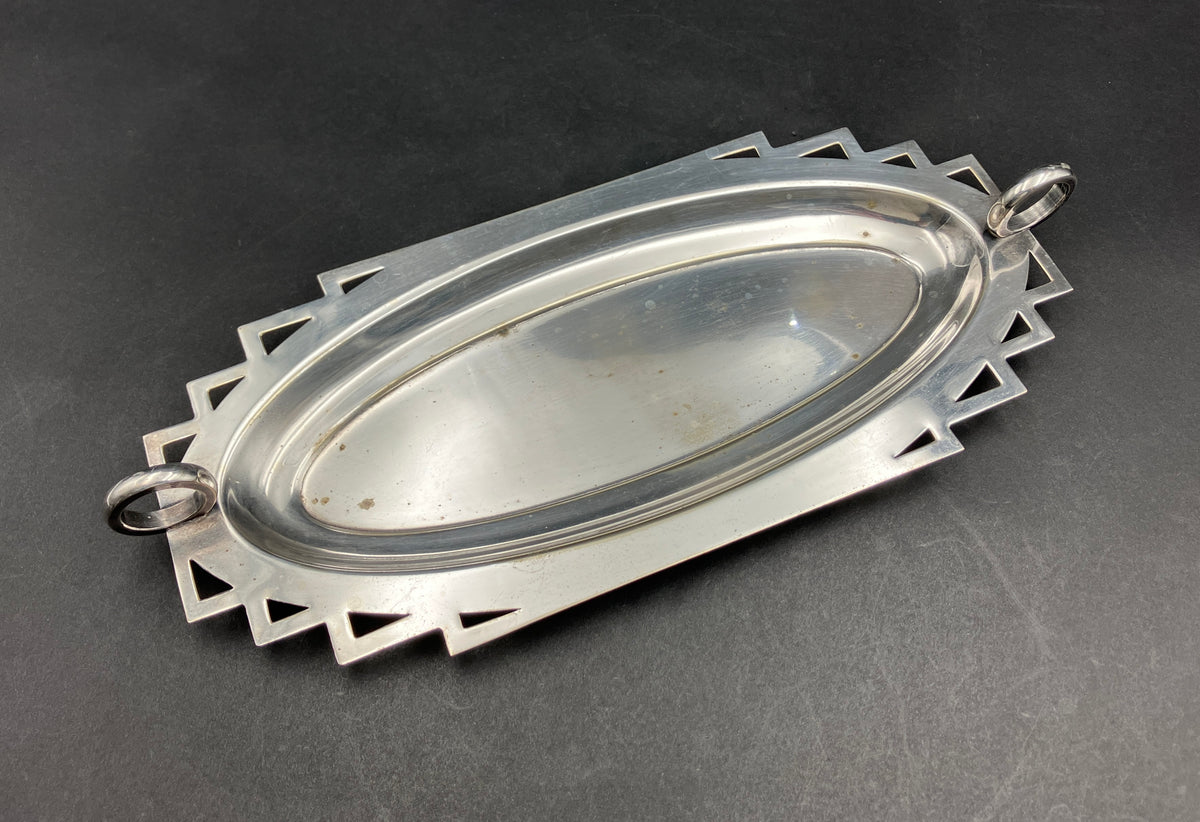 Art Deco Style Sandwich Sweets Tray EPNS Silver Plated By Newcraft