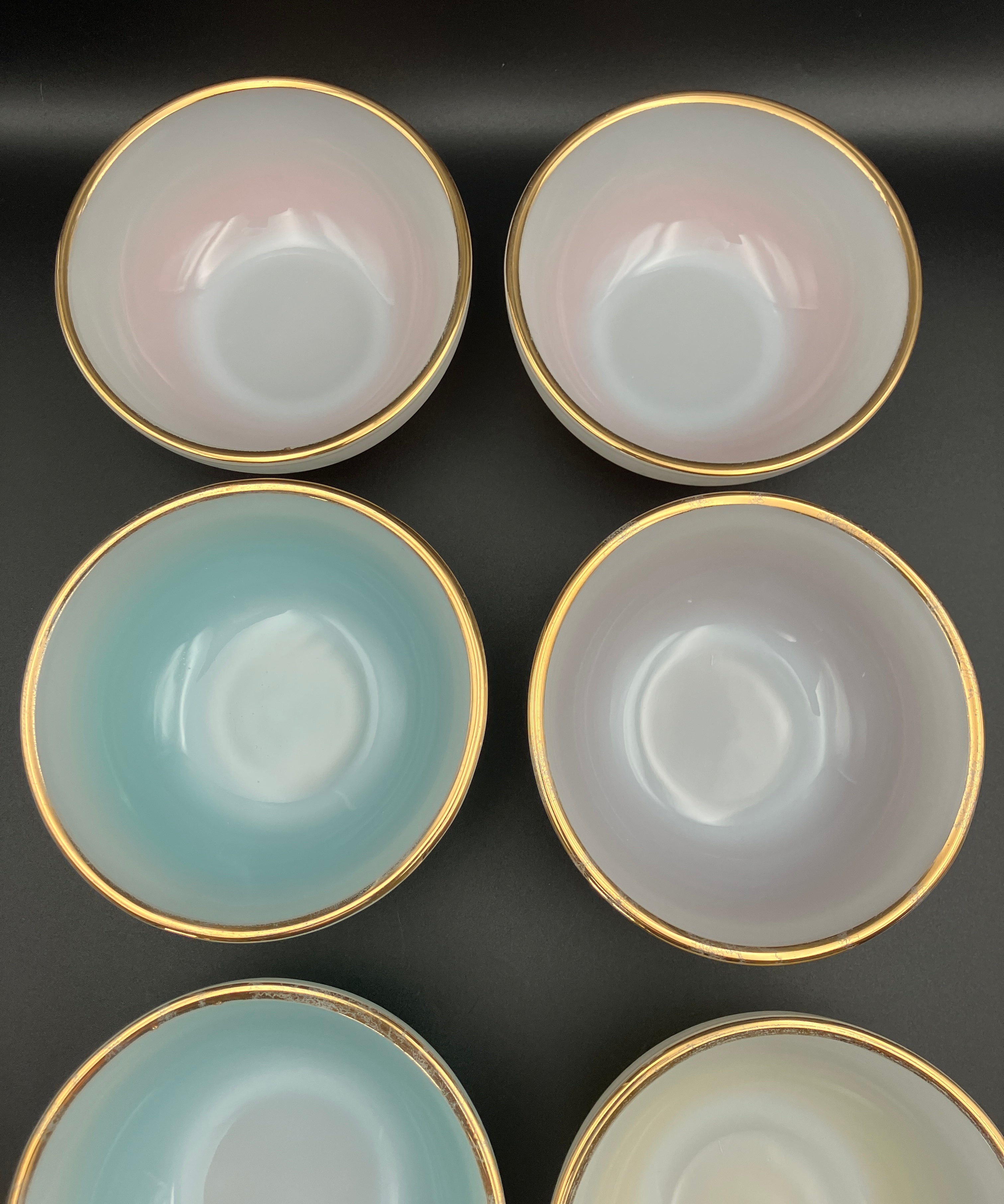 Vintage Fire King Bowls Harlequin Ombre Bowls Dessert / Cereal Bowls 6pc Set