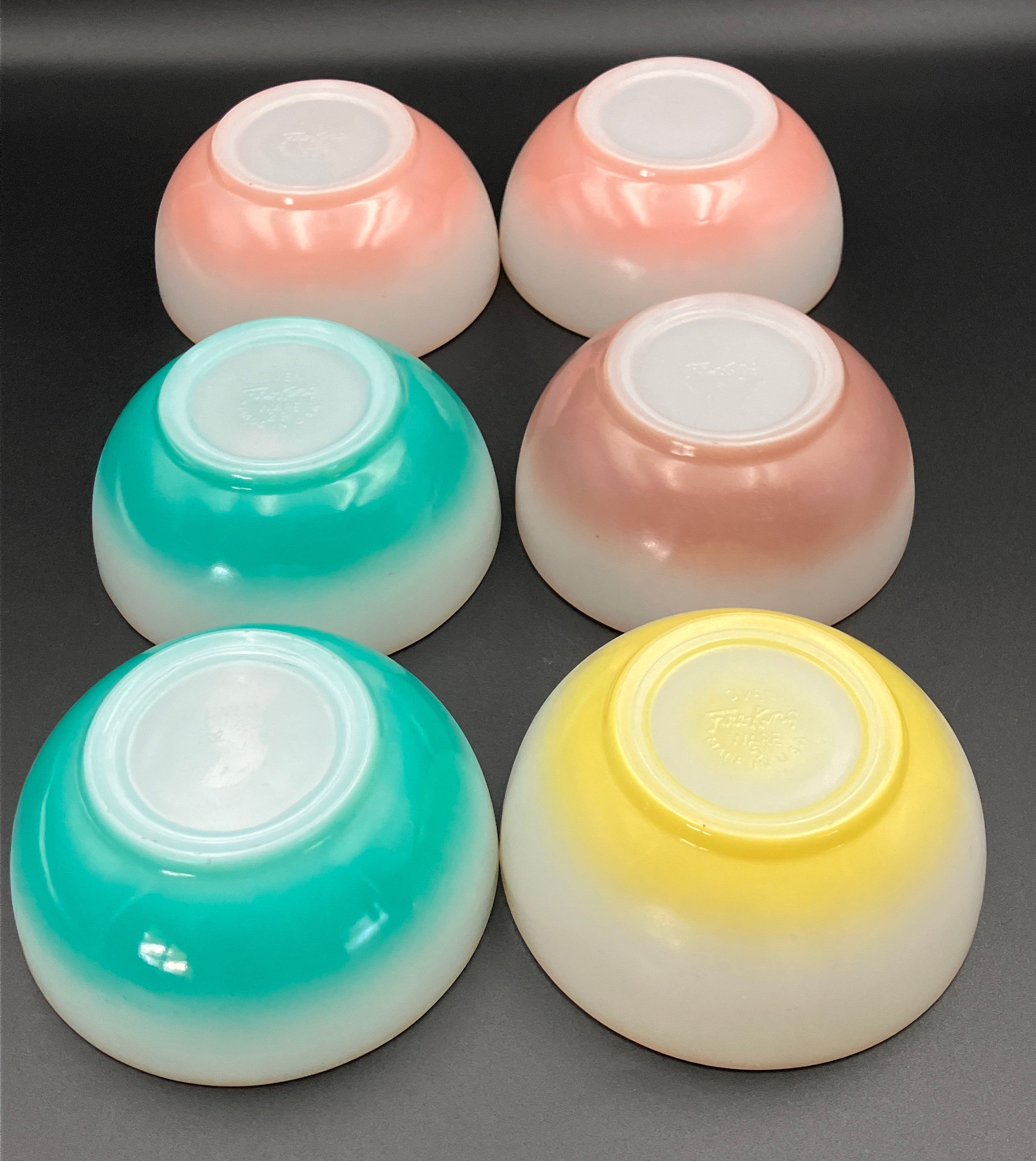 Vintage Fire King Bowls Harlequin Ombre Bowls Dessert / Cereal Bowls 6pc Set