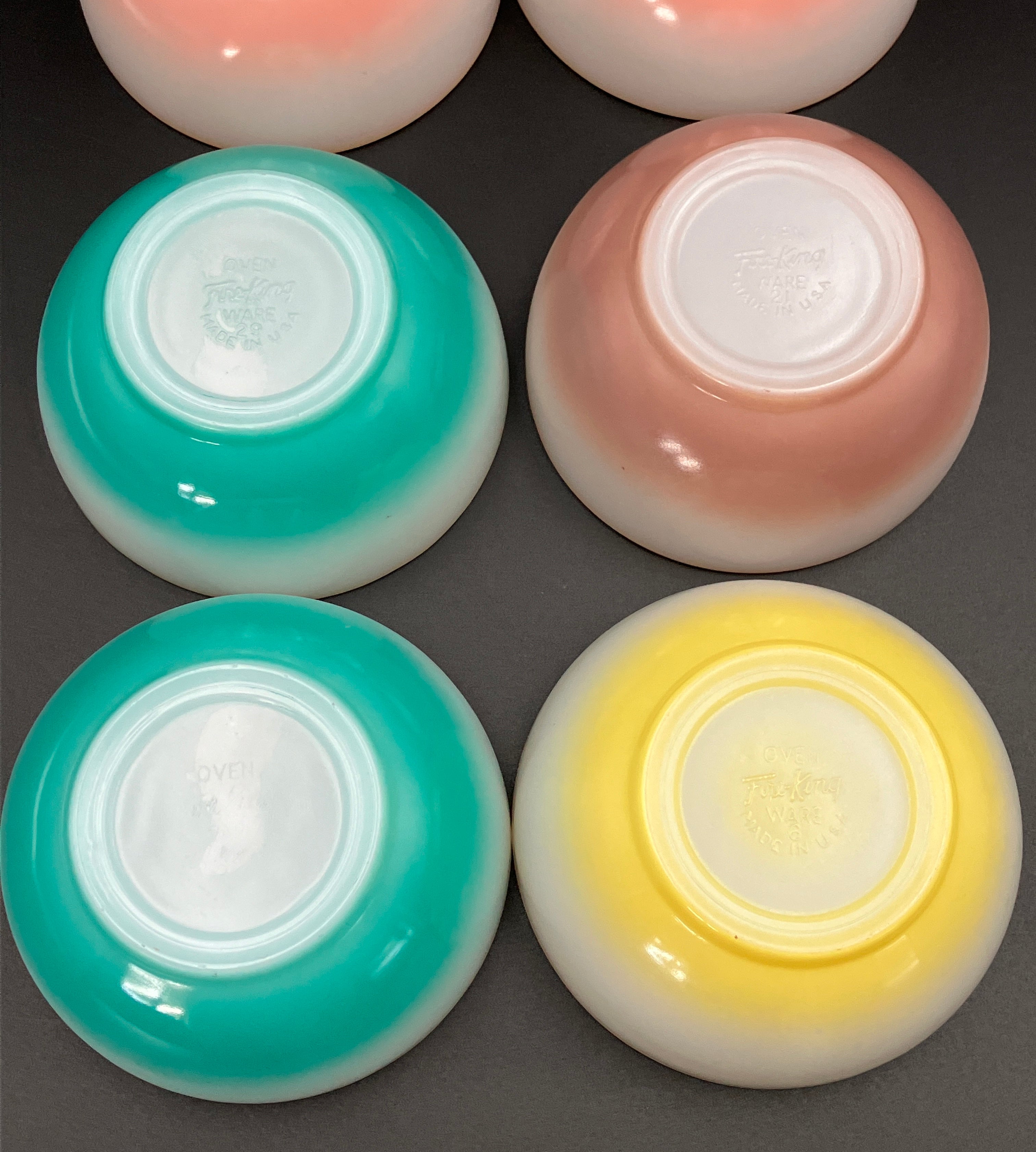 Vintage Fire King Bowls Harlequin Ombre Bowls Dessert / Cereal Bowls 6pc Set