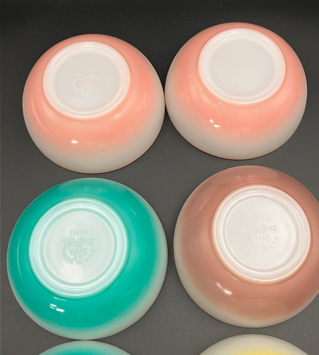 Vintage Fire King Bowls Harlequin Ombre Bowls Dessert / Cereal Bowls 6pc Set