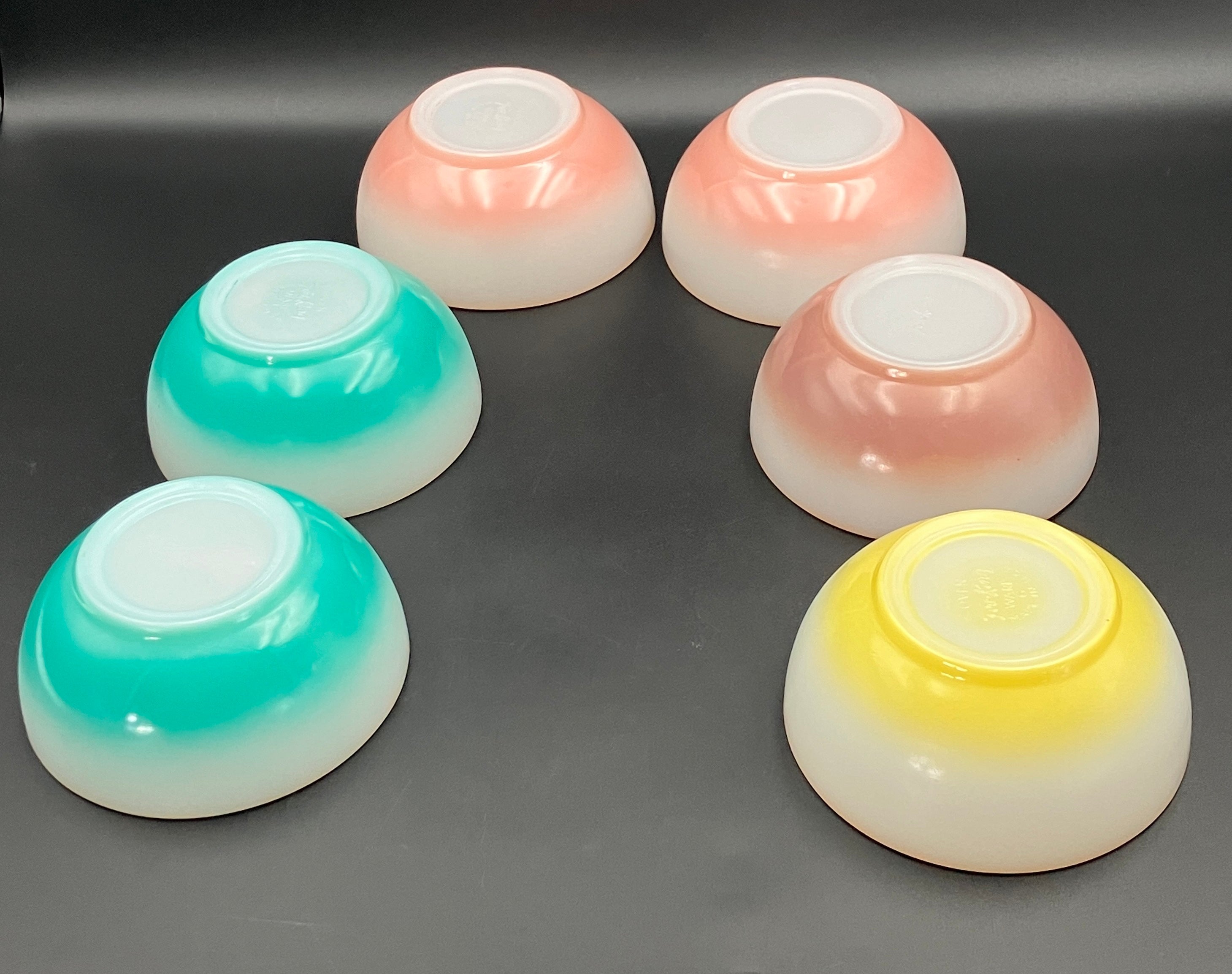 Vintage Fire King Bowls Harlequin Ombre Bowls Dessert / Cereal Bowls 6pc Set