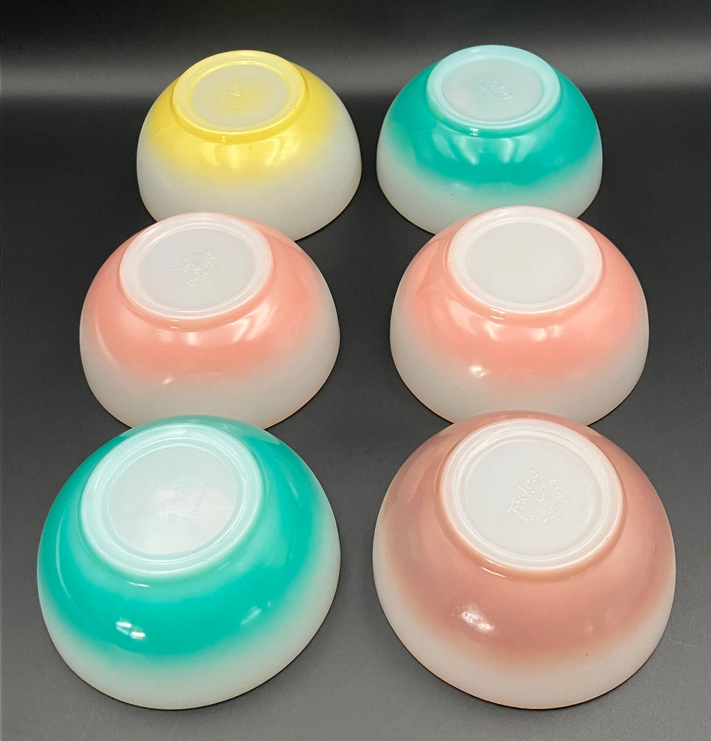 Vintage Fire King Bowls Harlequin Ombre Bowls Dessert / Cereal Bowls 6pc Set