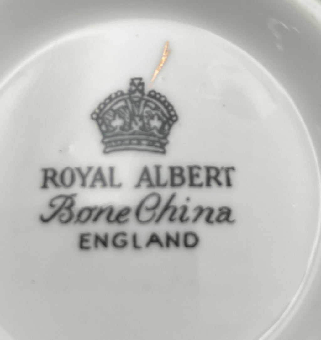 Vintage Royal Albert Rainbow Bone China Trio Teacups 6 Sets Blue, Green, Purple